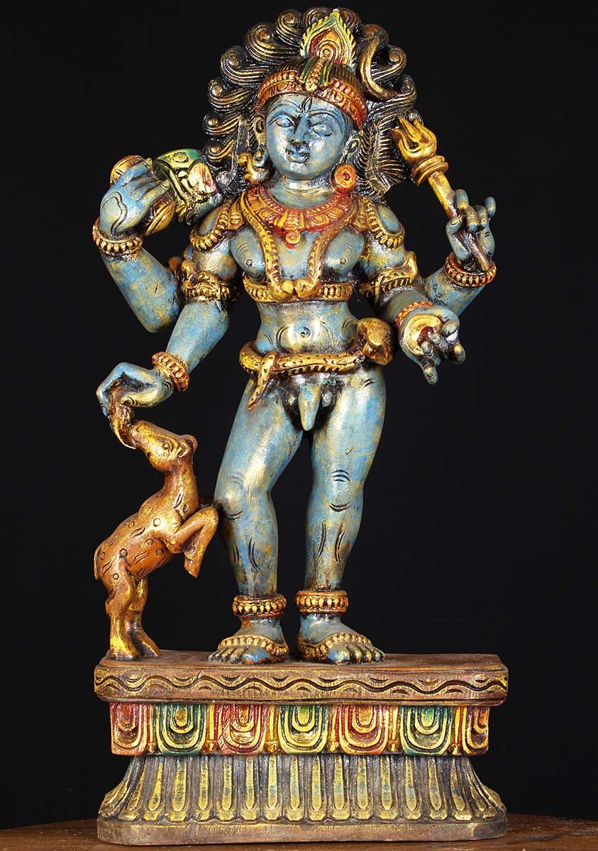 Wood Shiva Bhairava Statue 24"