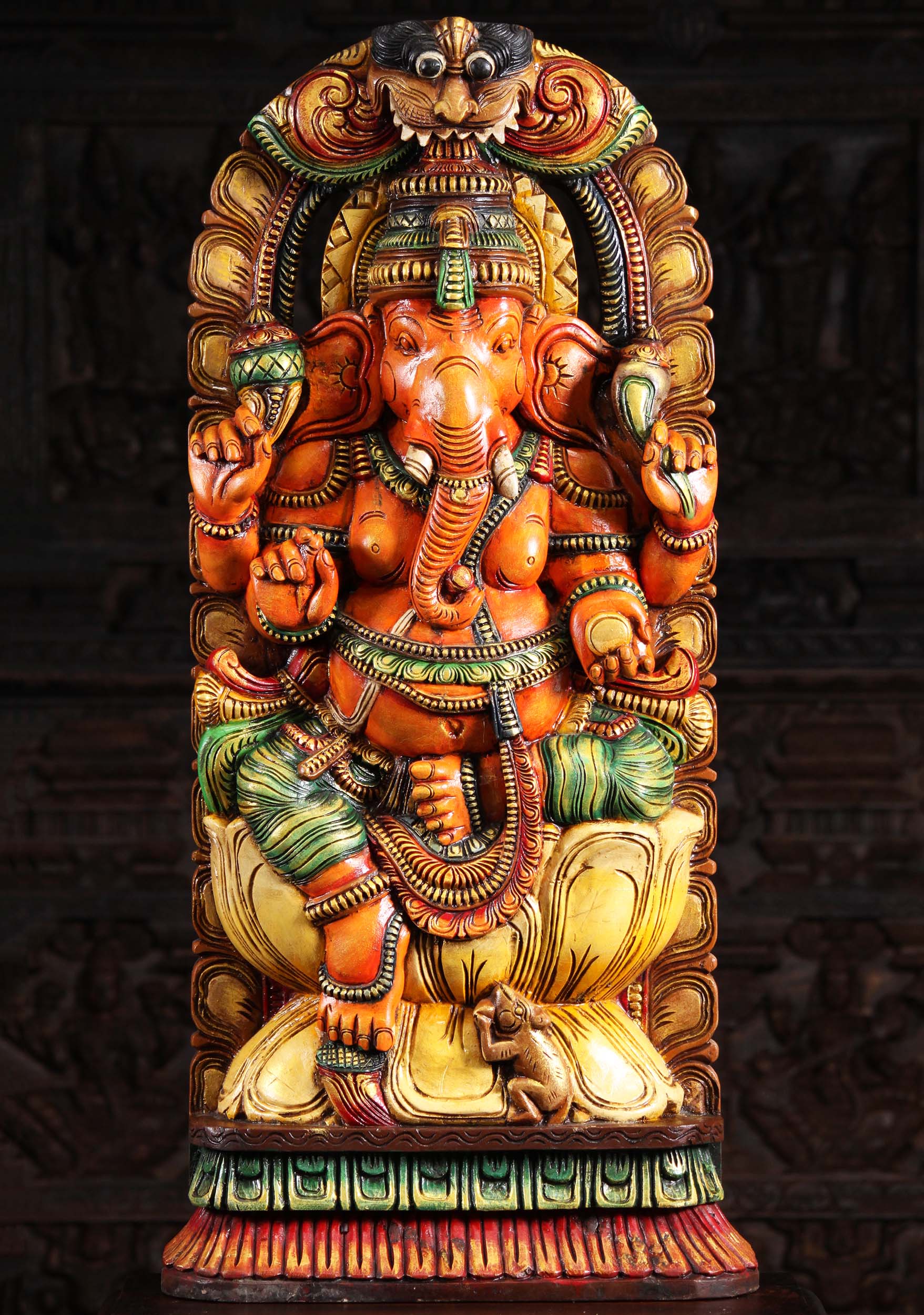 Painted Wood Ganesh with Mahakala Arch 37