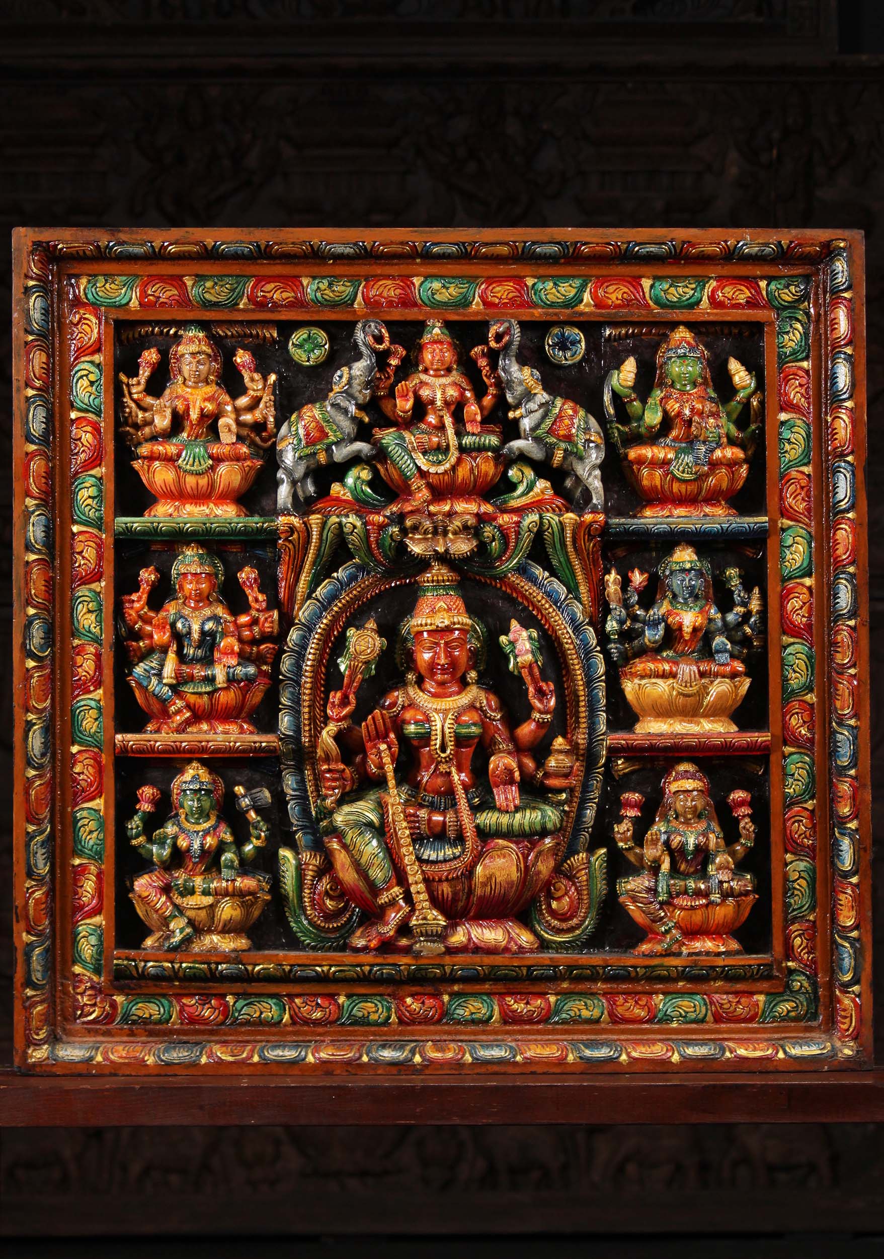 Wooden Ashtalakshmi Wall Panel 30.5"