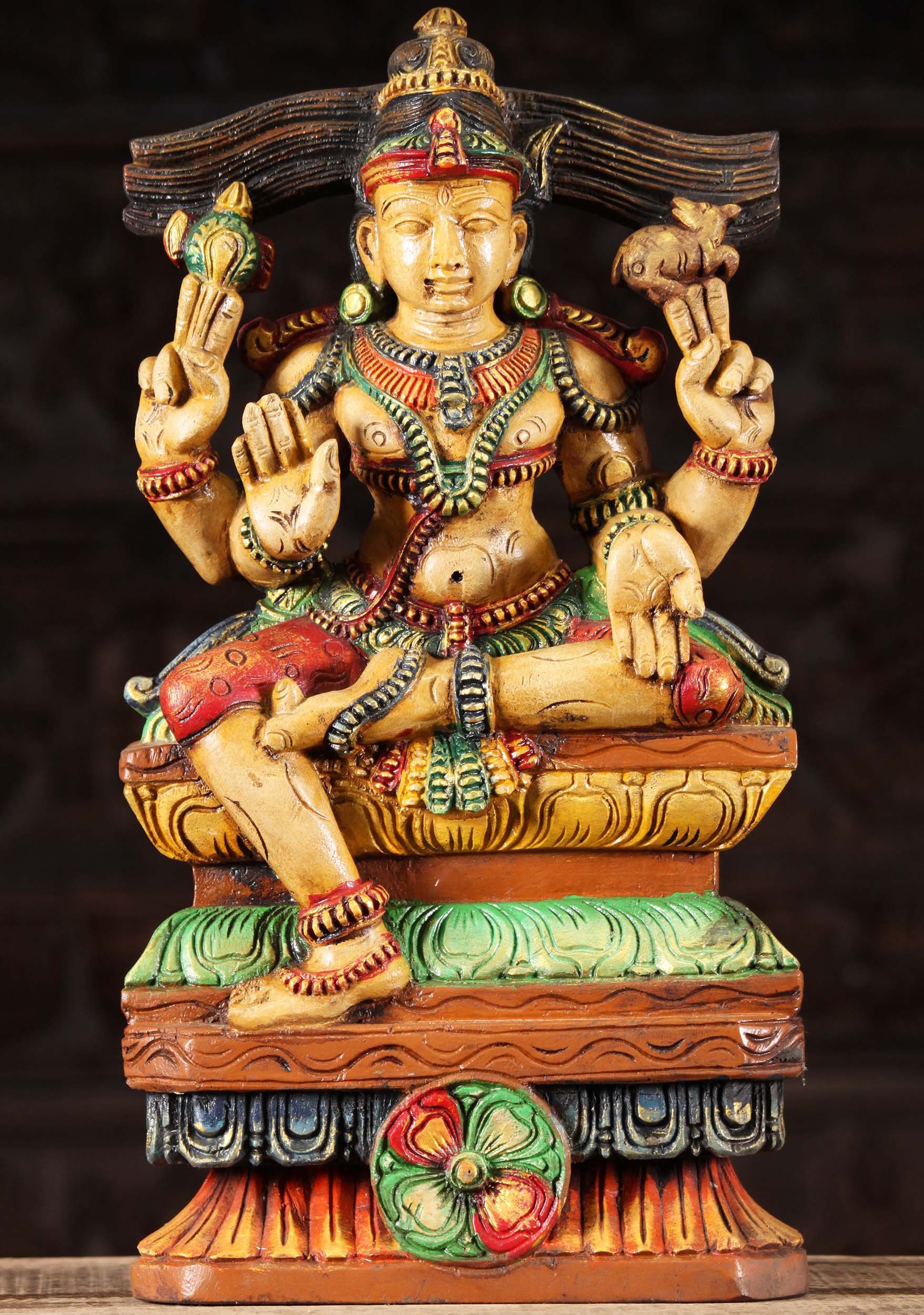 SOLD Wood Shiva Granting Boons & Protection 18" (#98w16j): Hindu Gods