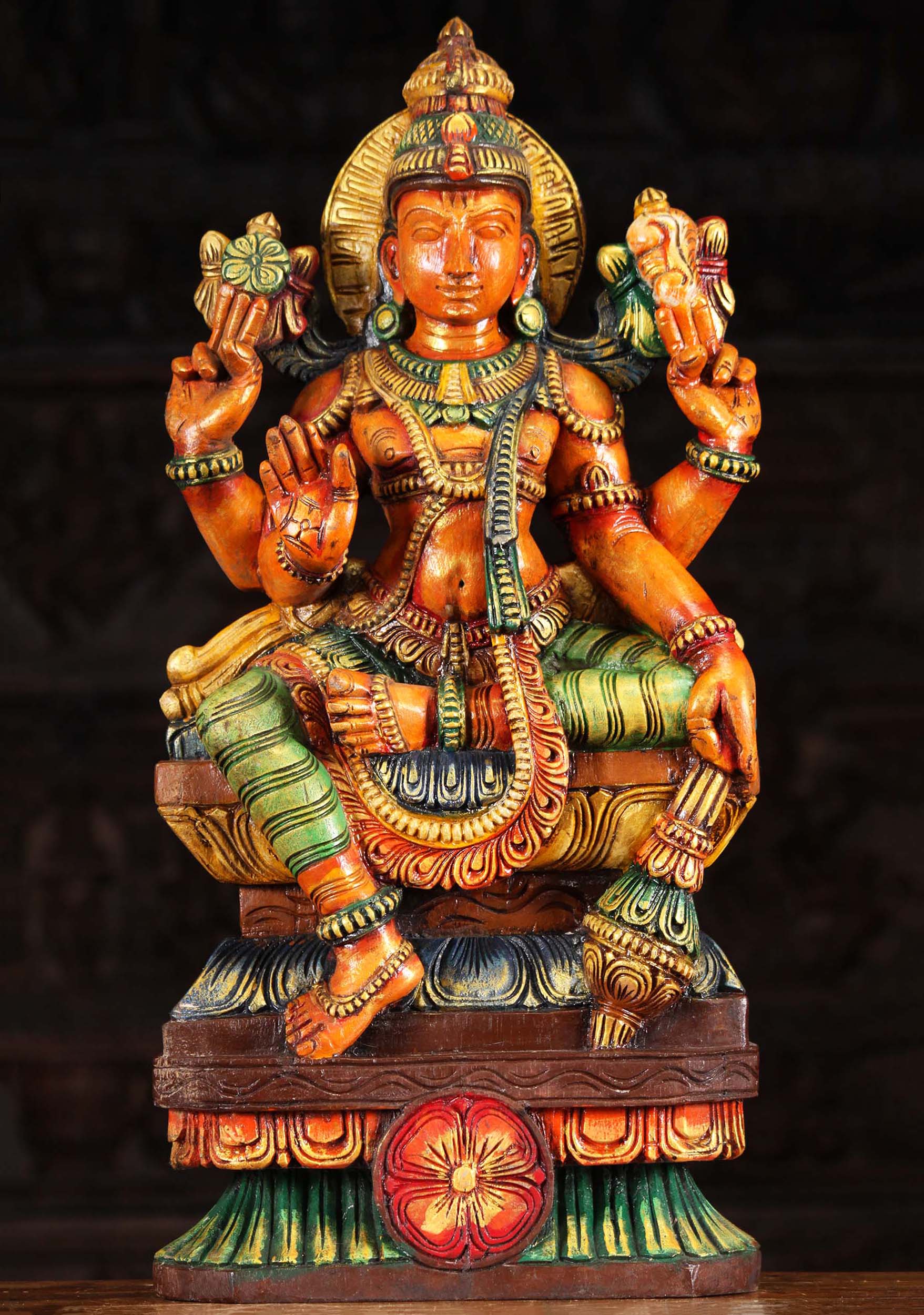 Wood Vishnu Holding Club 24"