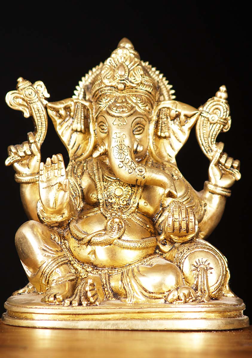 SOLD Brass Pillow Ganesha Statue 7.5