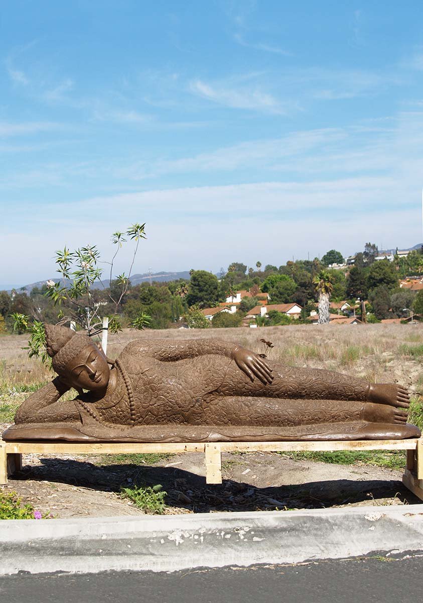 Stone Reclining Buddha with Batik Robes 60"