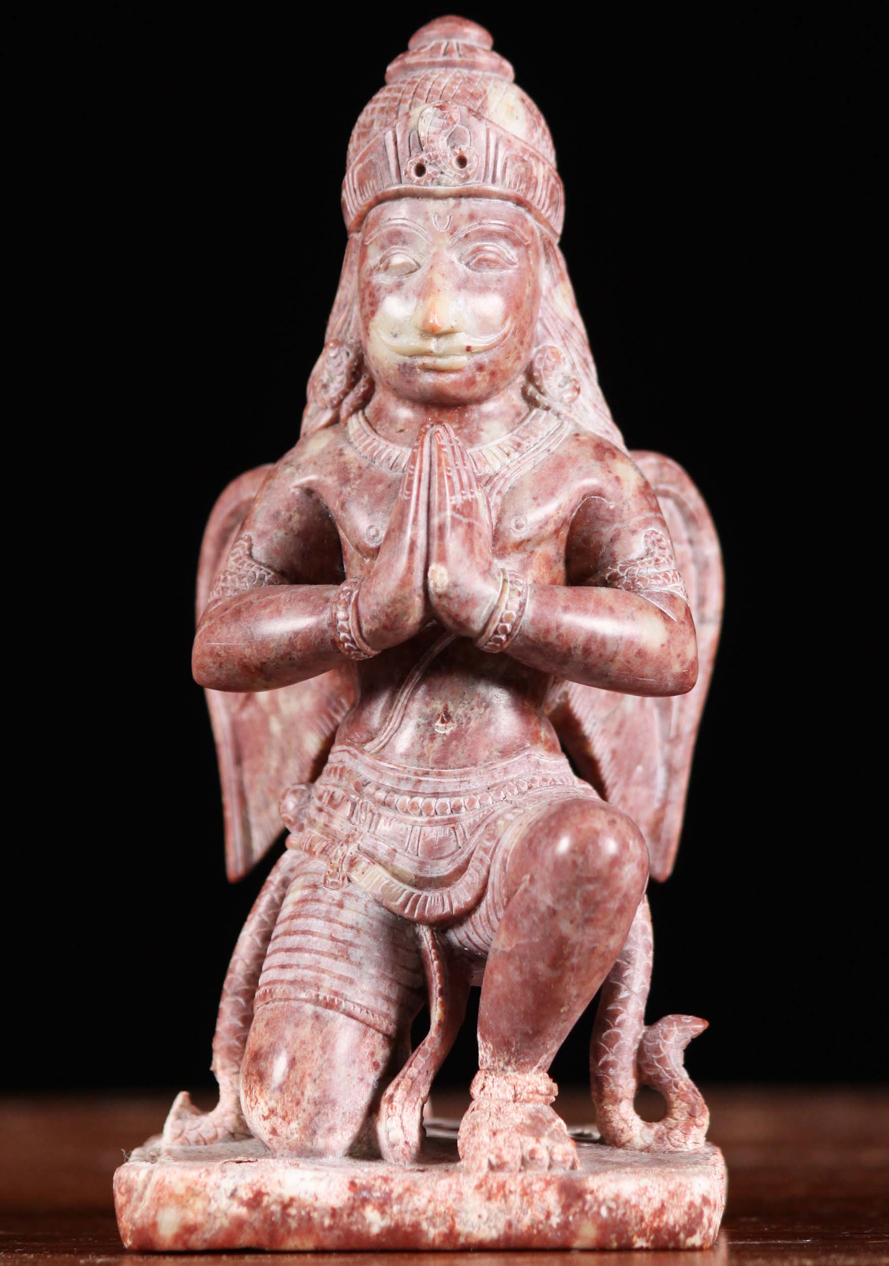 Red Marble Namaste Garuda Statue 5"