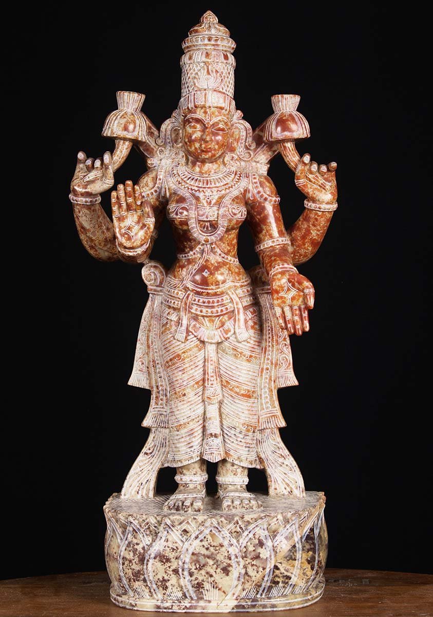 Red Marble Lakshmi Statue 18"