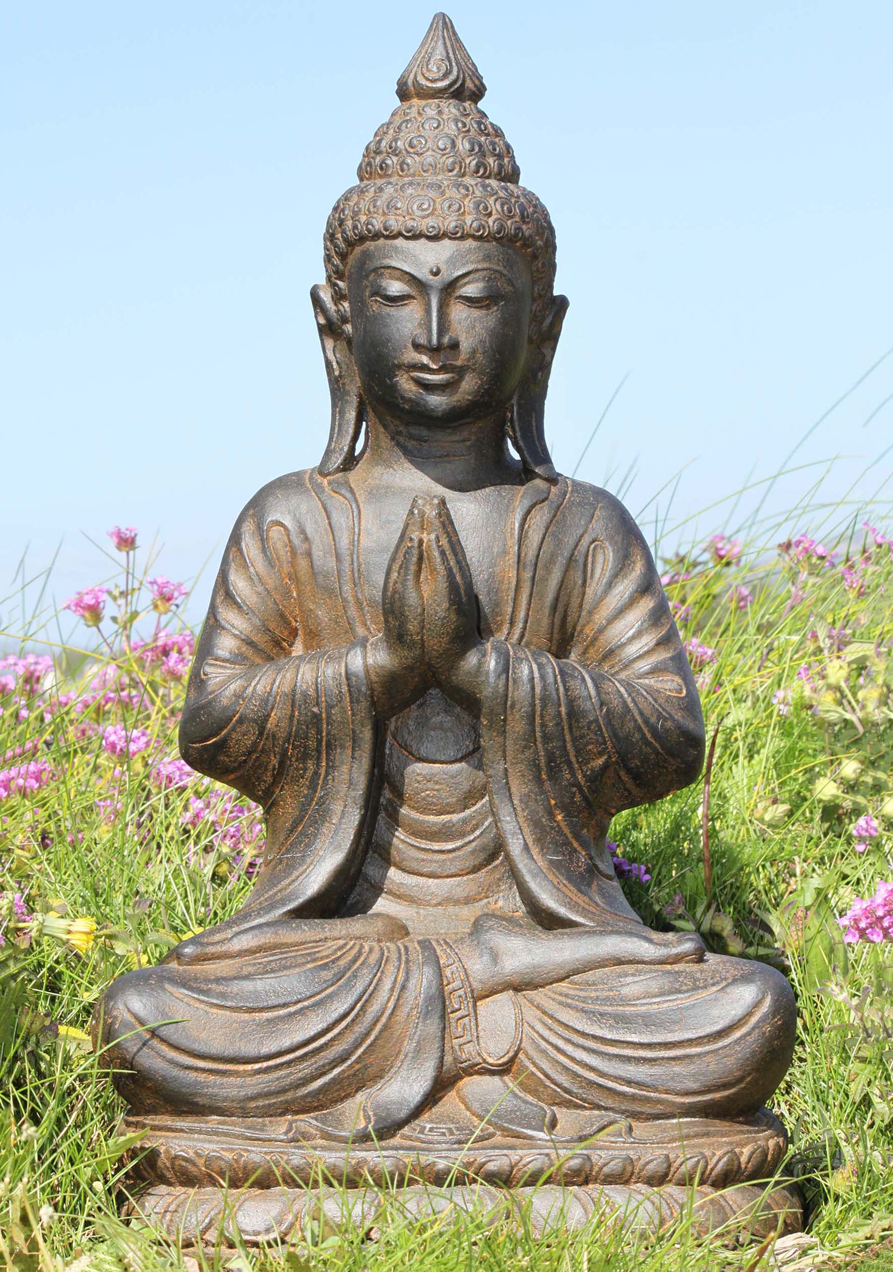 SOLD Namaste Anjali Mudra Garden Buddha Statue 18