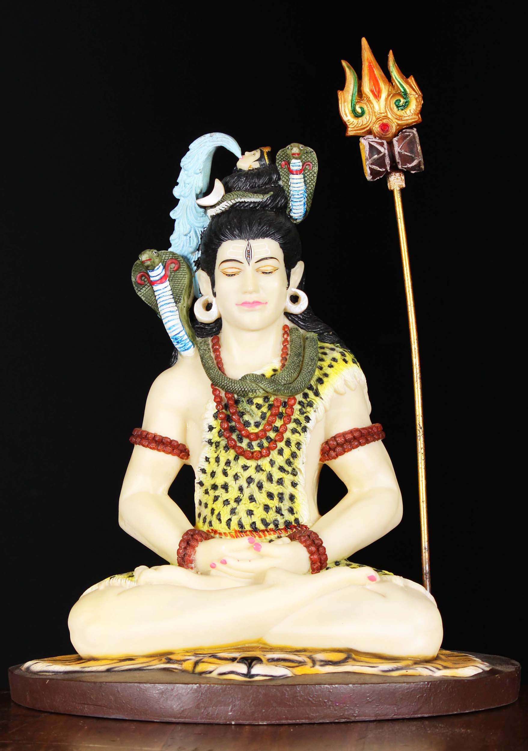 Fiber Meditating Shiva with Cobra & Trident 16"