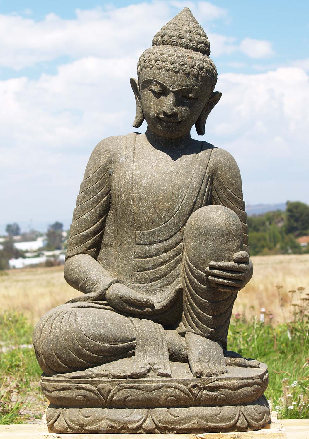 Stone Resting Garden Buddha Sculpture 40"