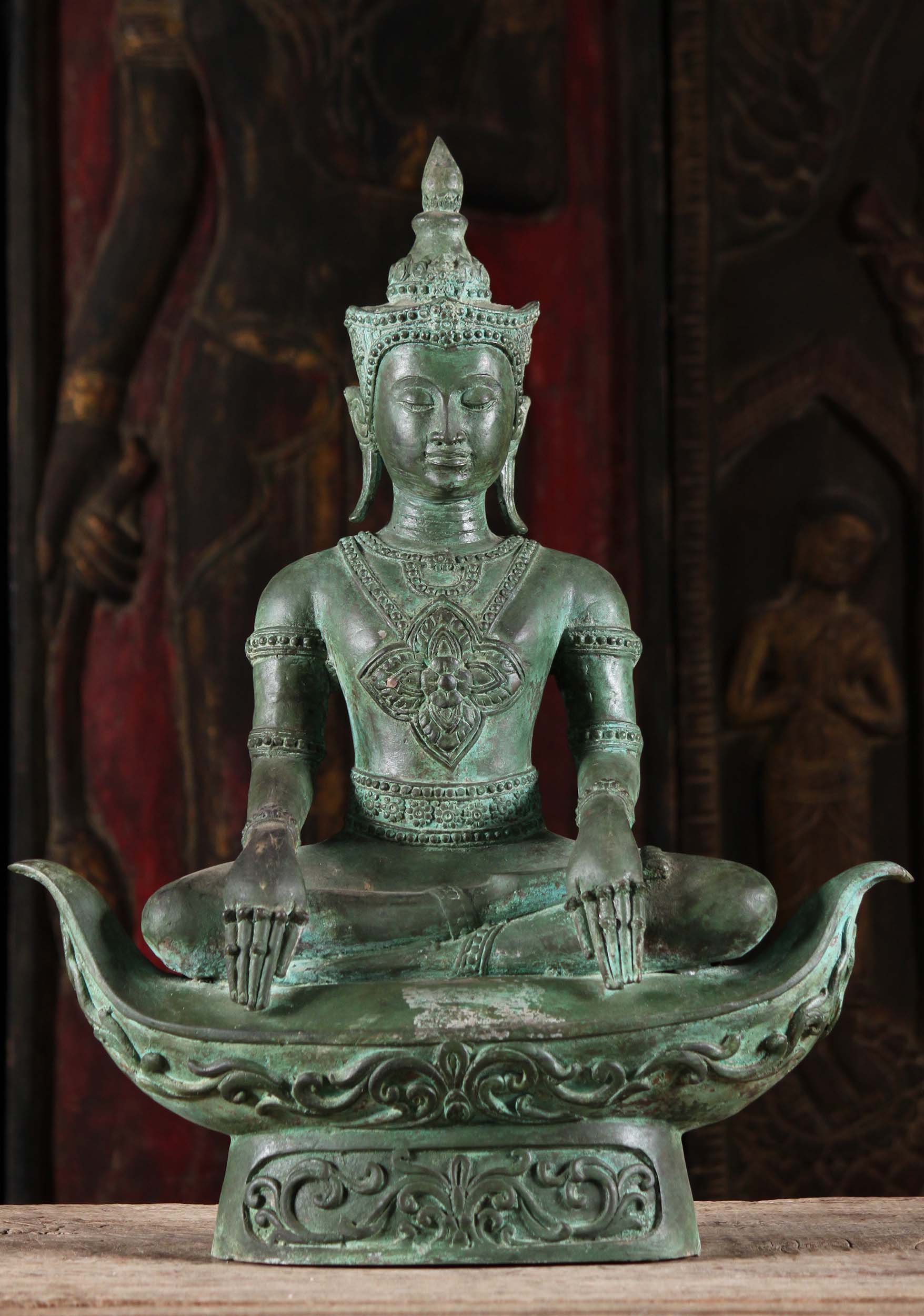 Brass Royal Thai Meditating Buddha Statue 21"