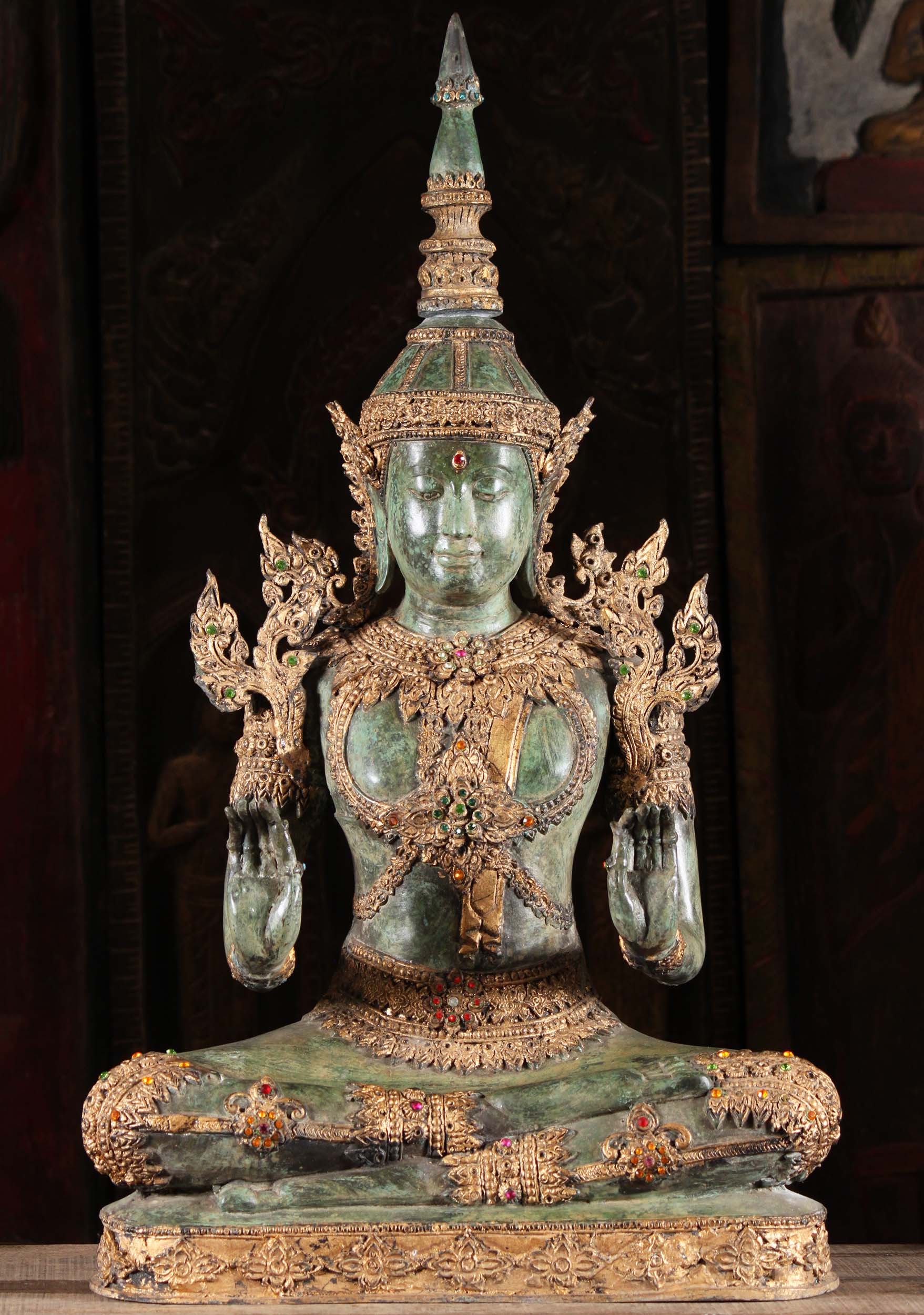 Brass Royal Buddha Statue in Abhaya Mudra 33"