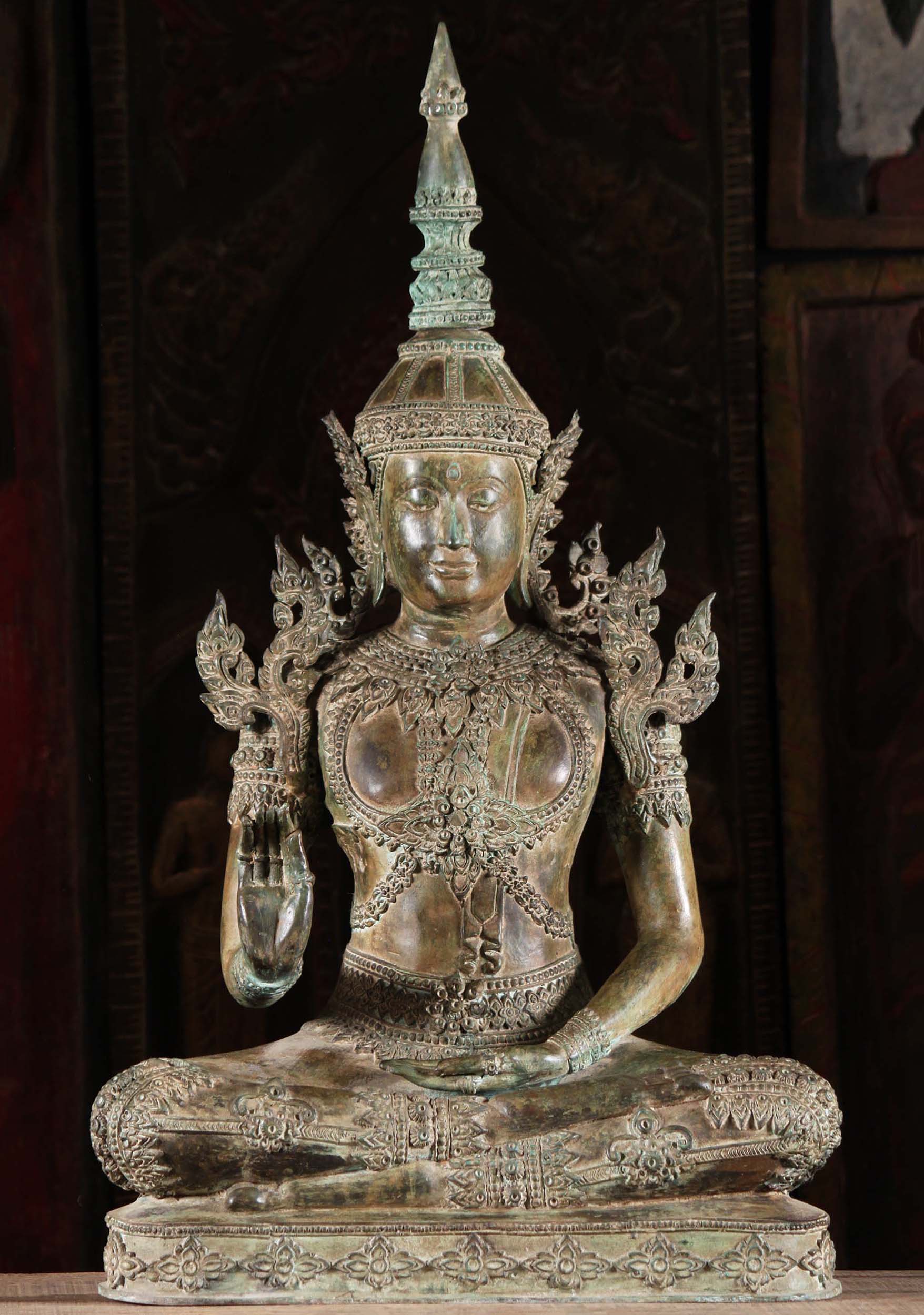 Royal Thai Buddha Statue In Abhaya Mudra 33"