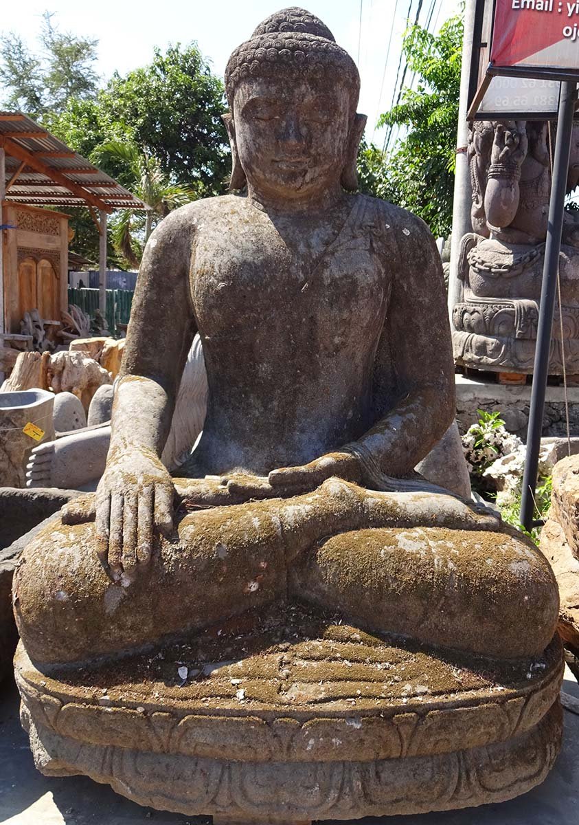 Stone Rustic Garden Buddha Statue 70"