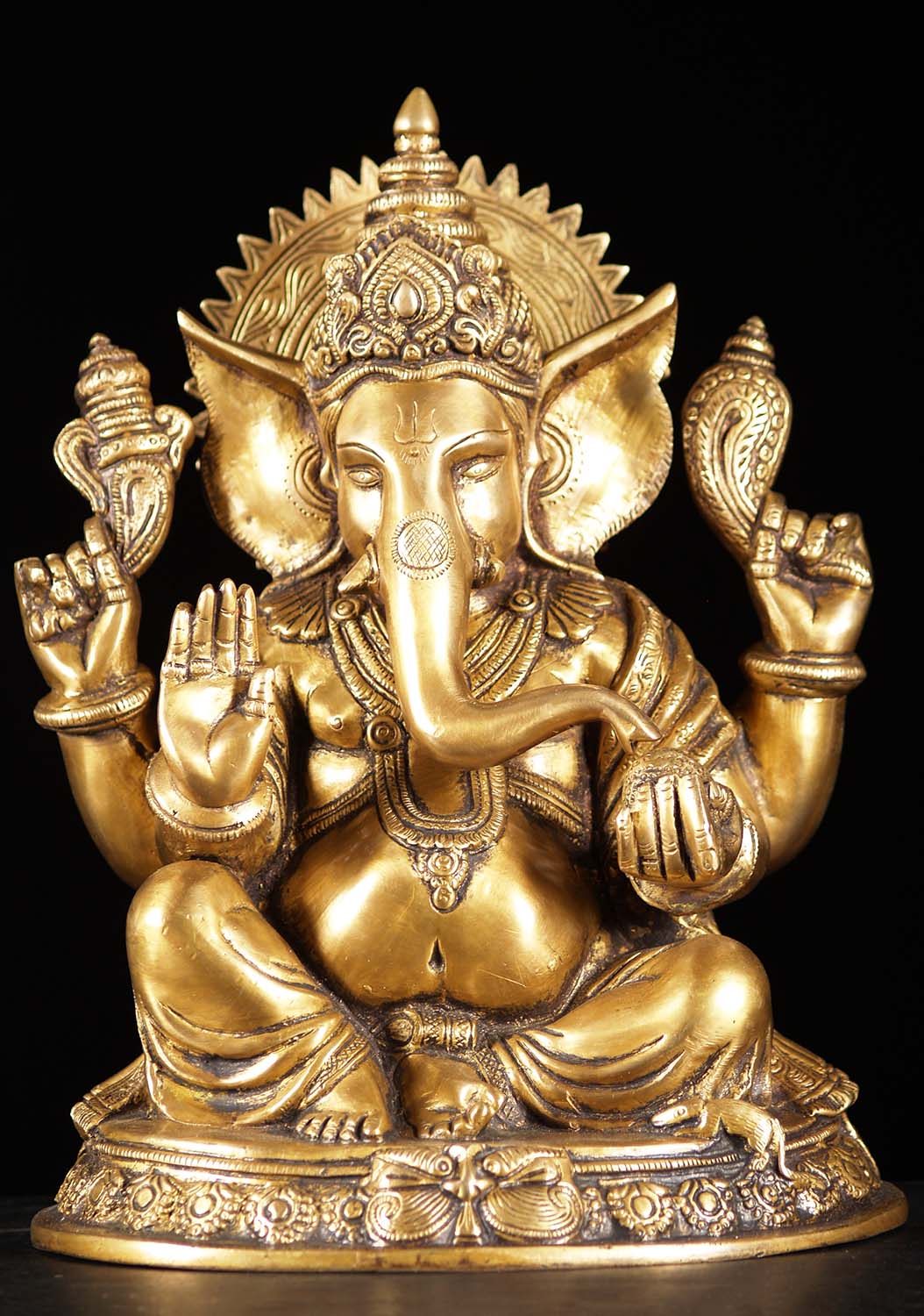 Brass Seated Abhaya Ganesh Statue 12