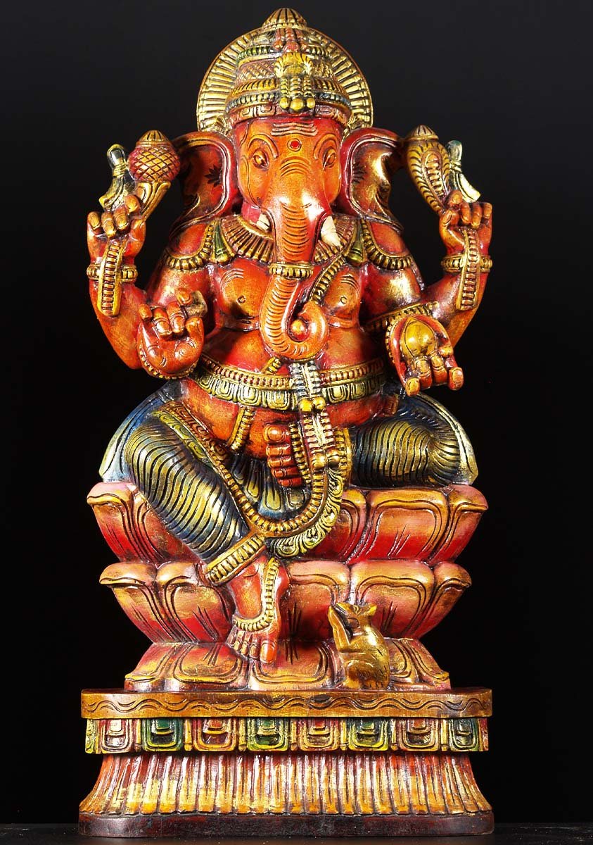 Seated Carving Lord Ganesh 36"