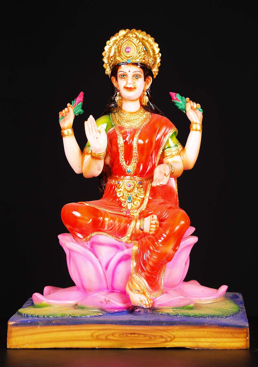 Fiber Lakshmi Statue Seated on Lotus 17"