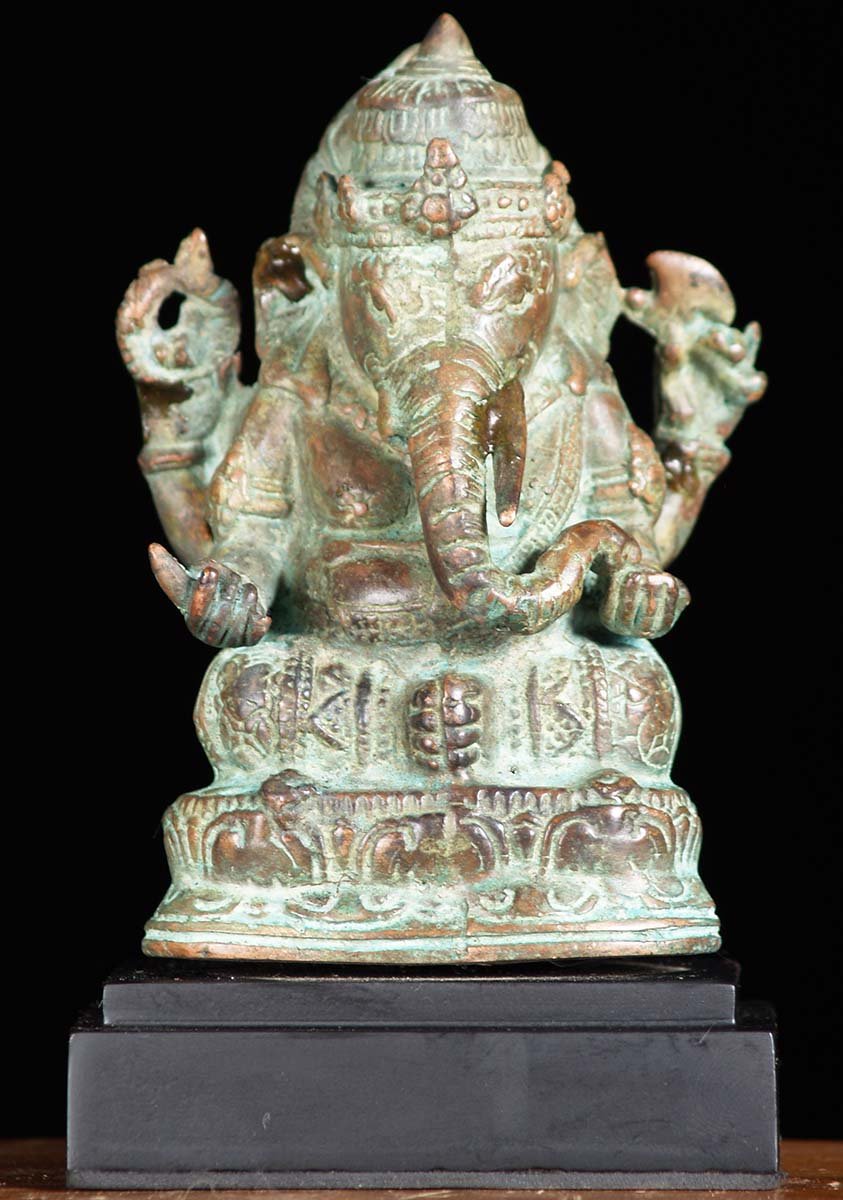 Seated Small Ganesh On Stand 6"