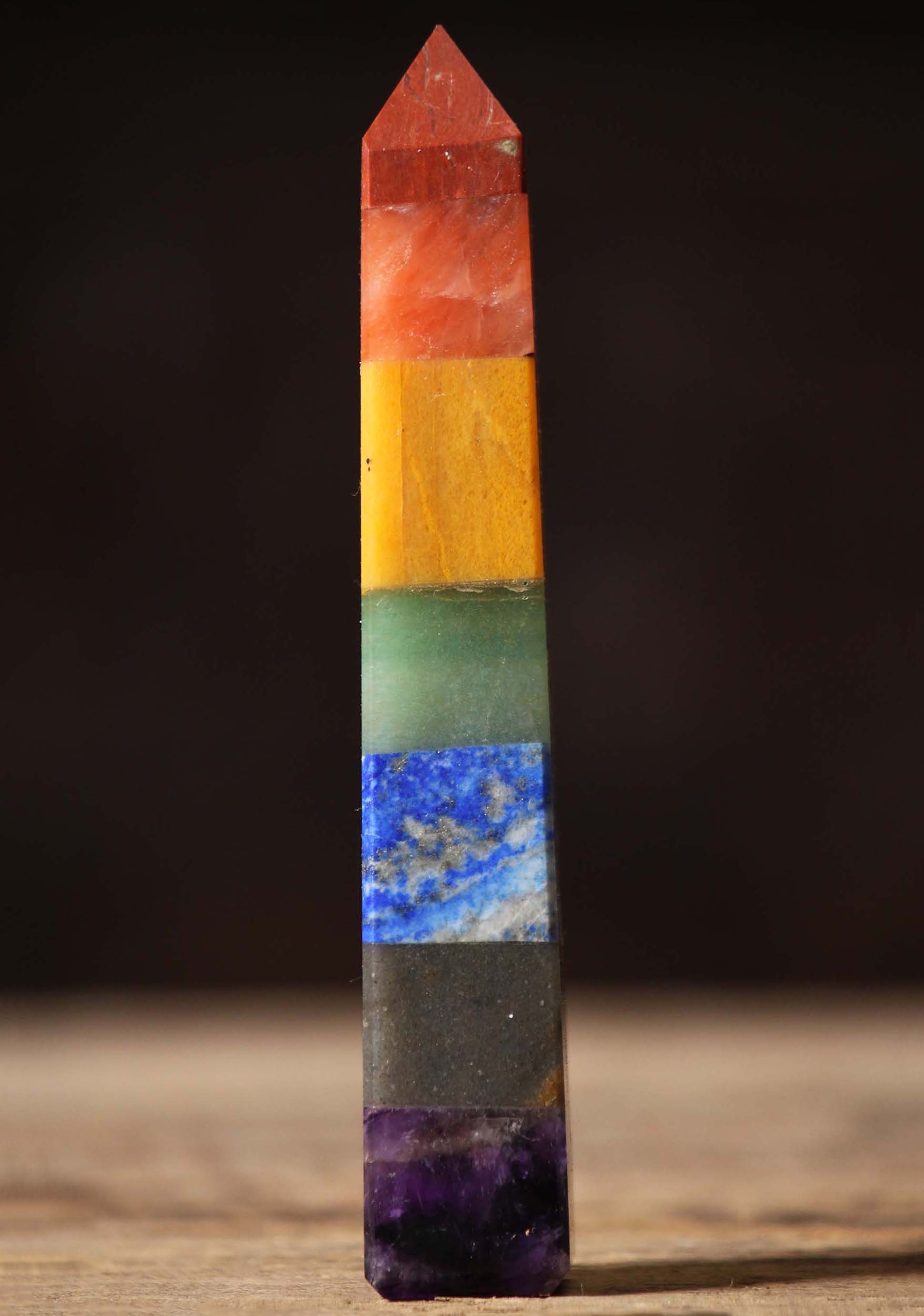 Beautiful Seven Chakra Crystal Tower with Vivid Stones Perfect for Home Altar 6"