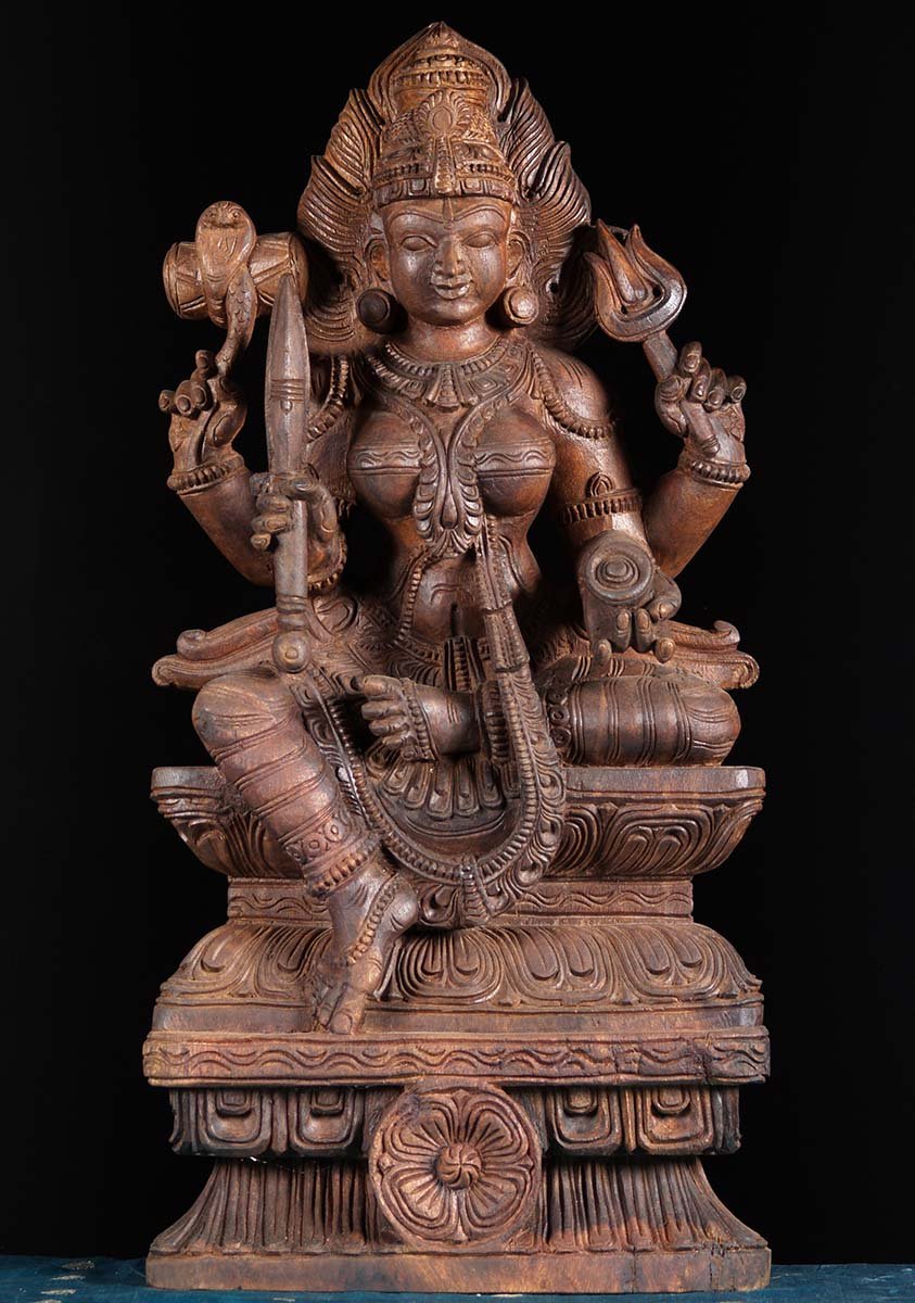 Wooden Shakti Mariamman Statue 30"