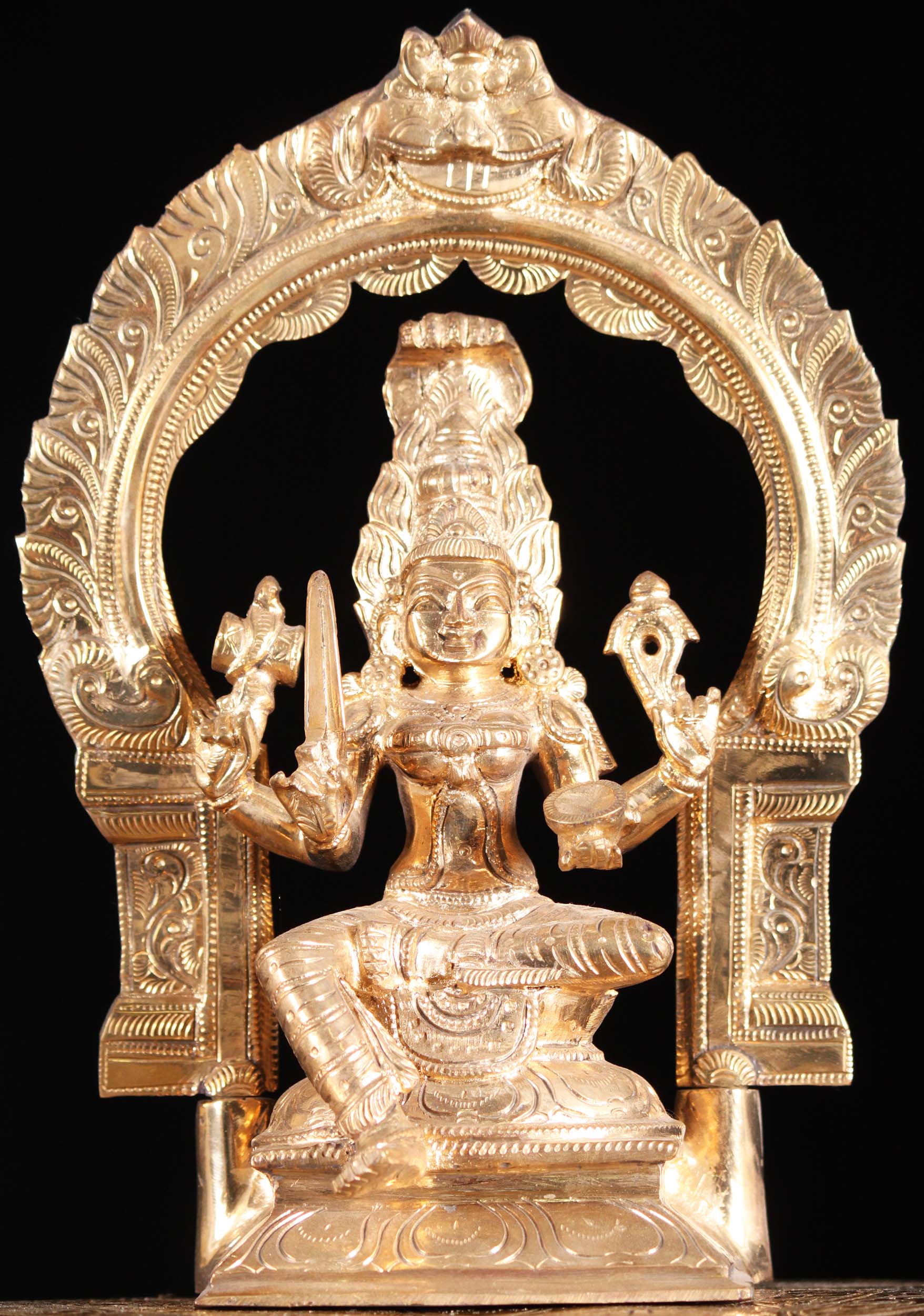 SOLD Bronze Shakti Mariamman Seated with Arch 10