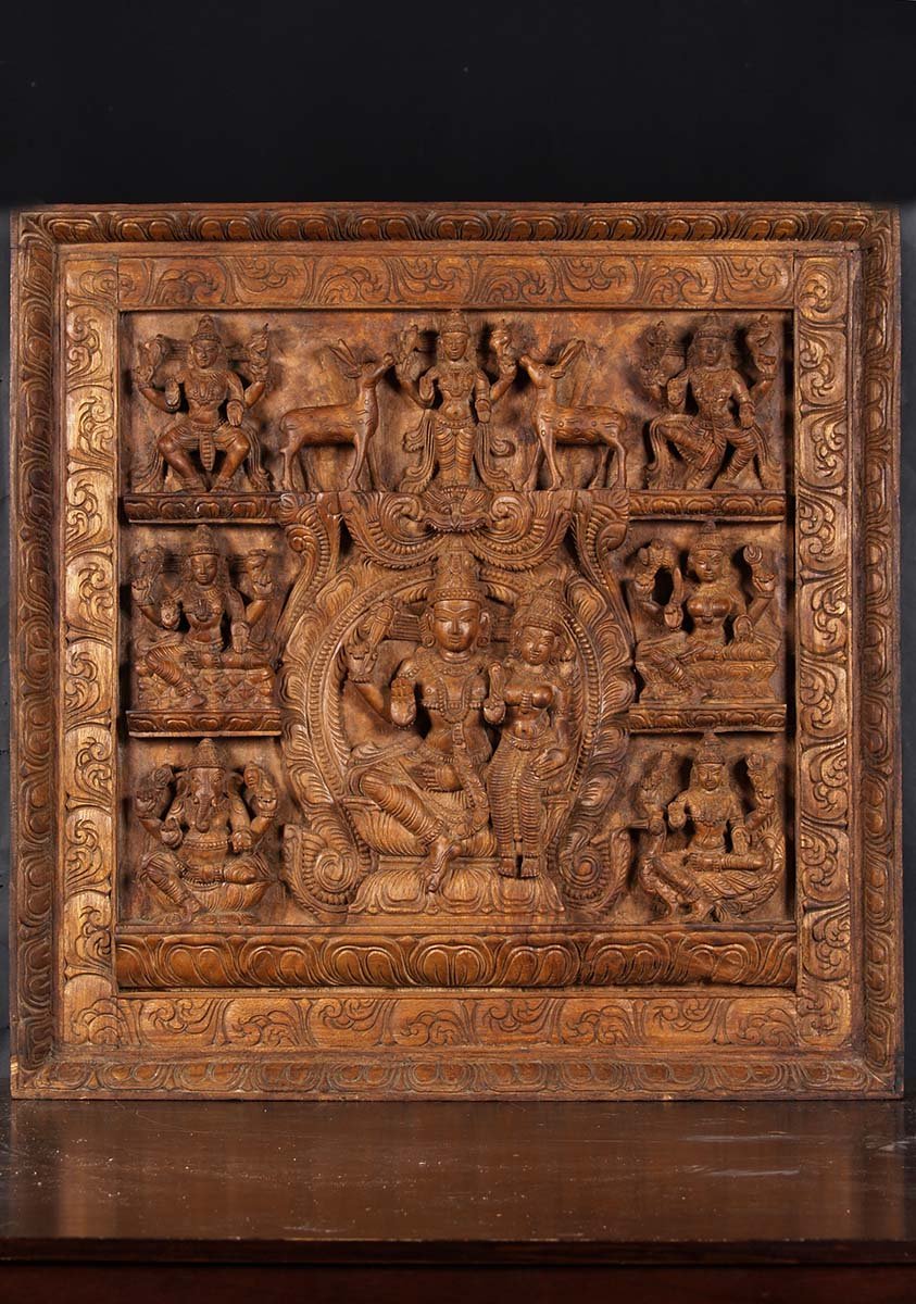 Wooden Shiva Family Panel 30"