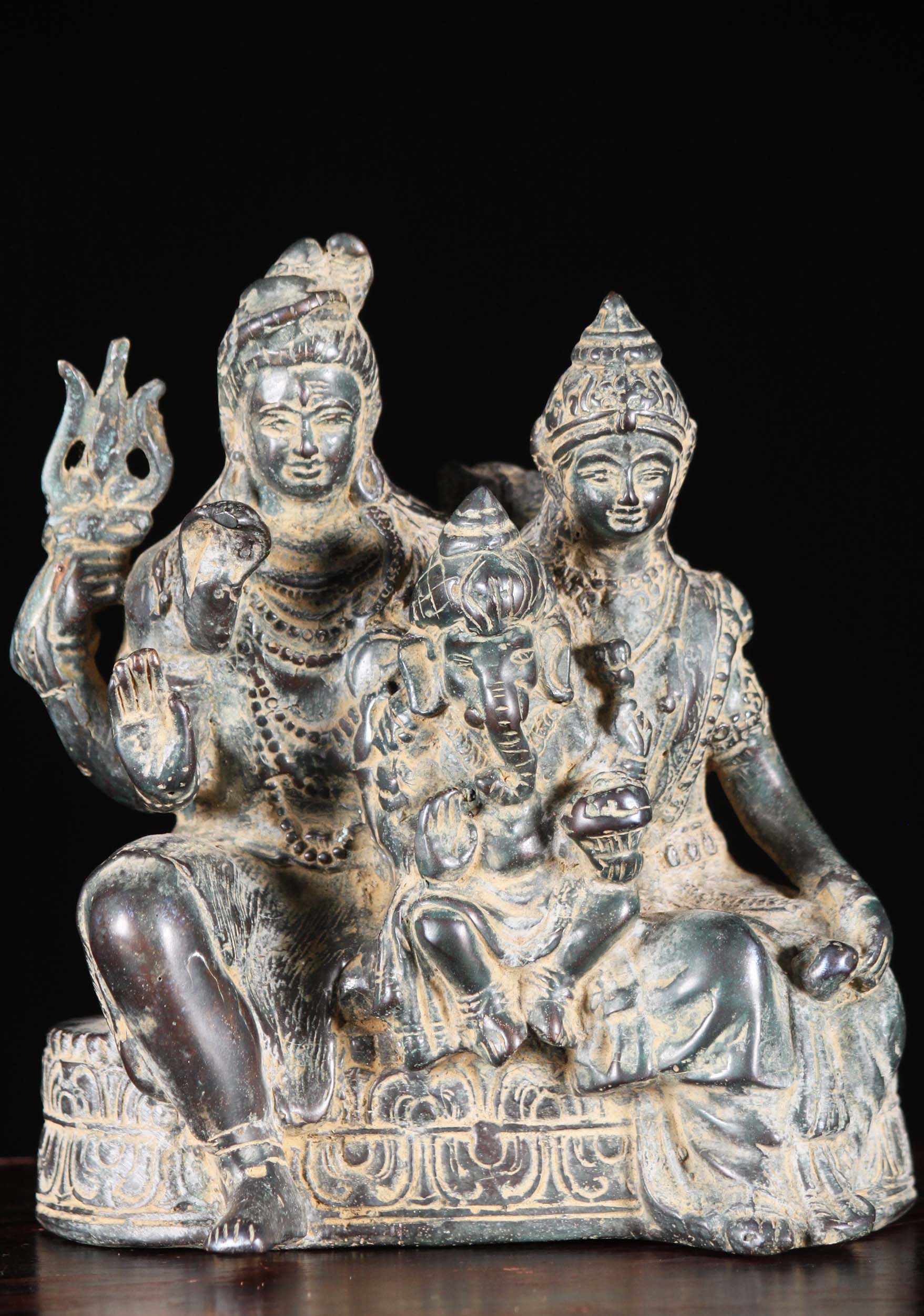 Shiva Family Statue with Parvati & Ganesh 7"