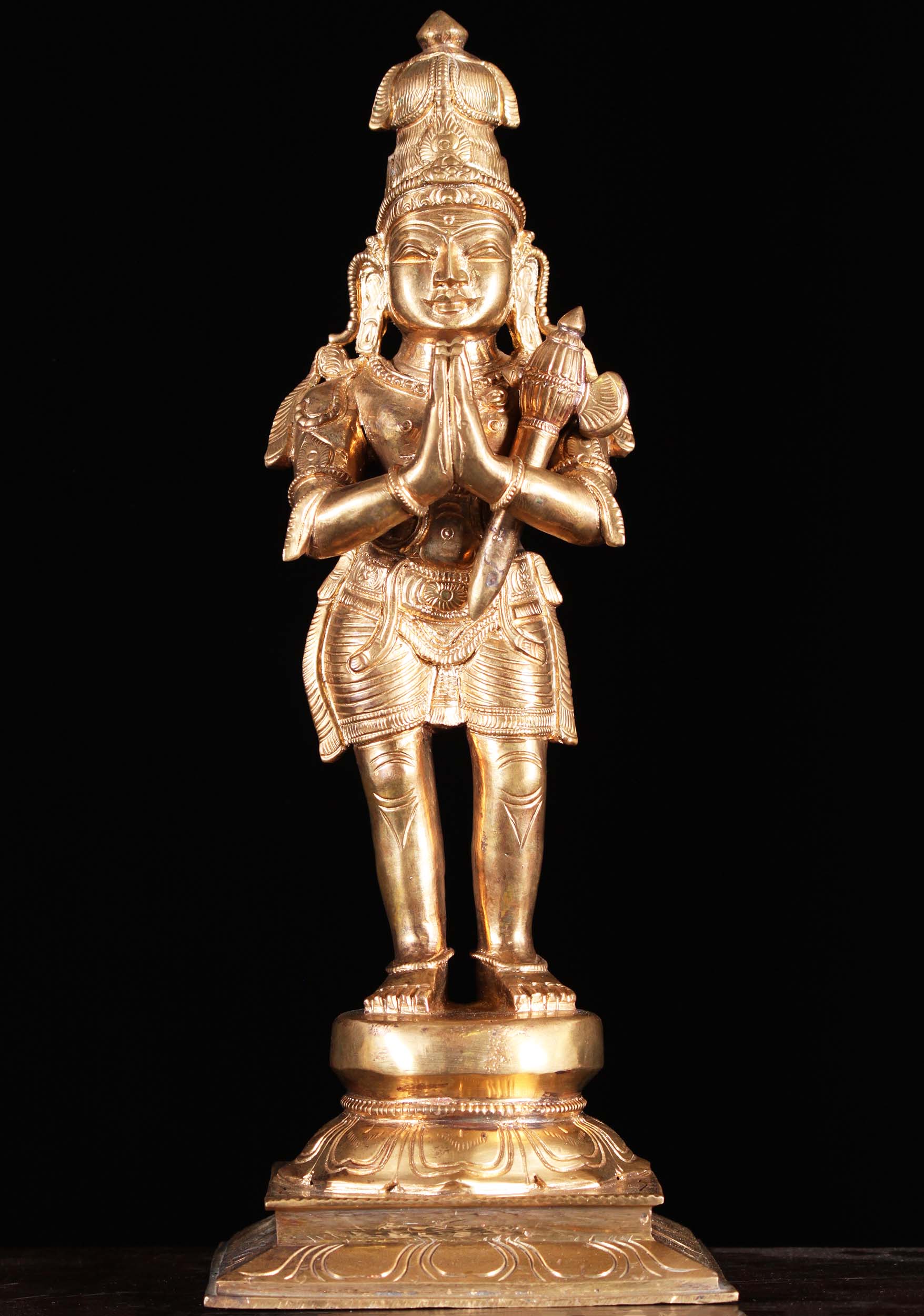 SOLD Polished Golden Bronze Shiva Statue in Namaste Hand Position or ...