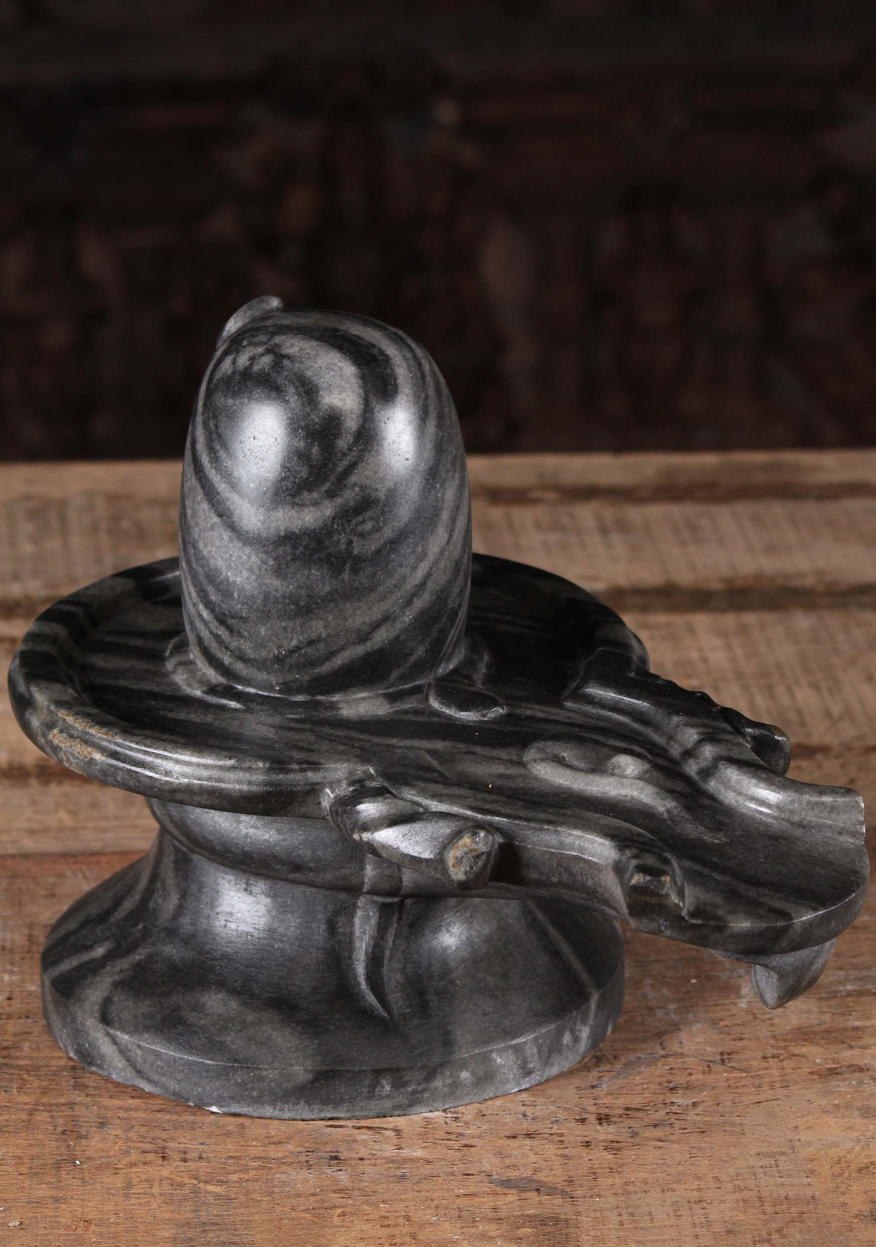 Black Marble Shiva Lingam Sculpture 14.5"