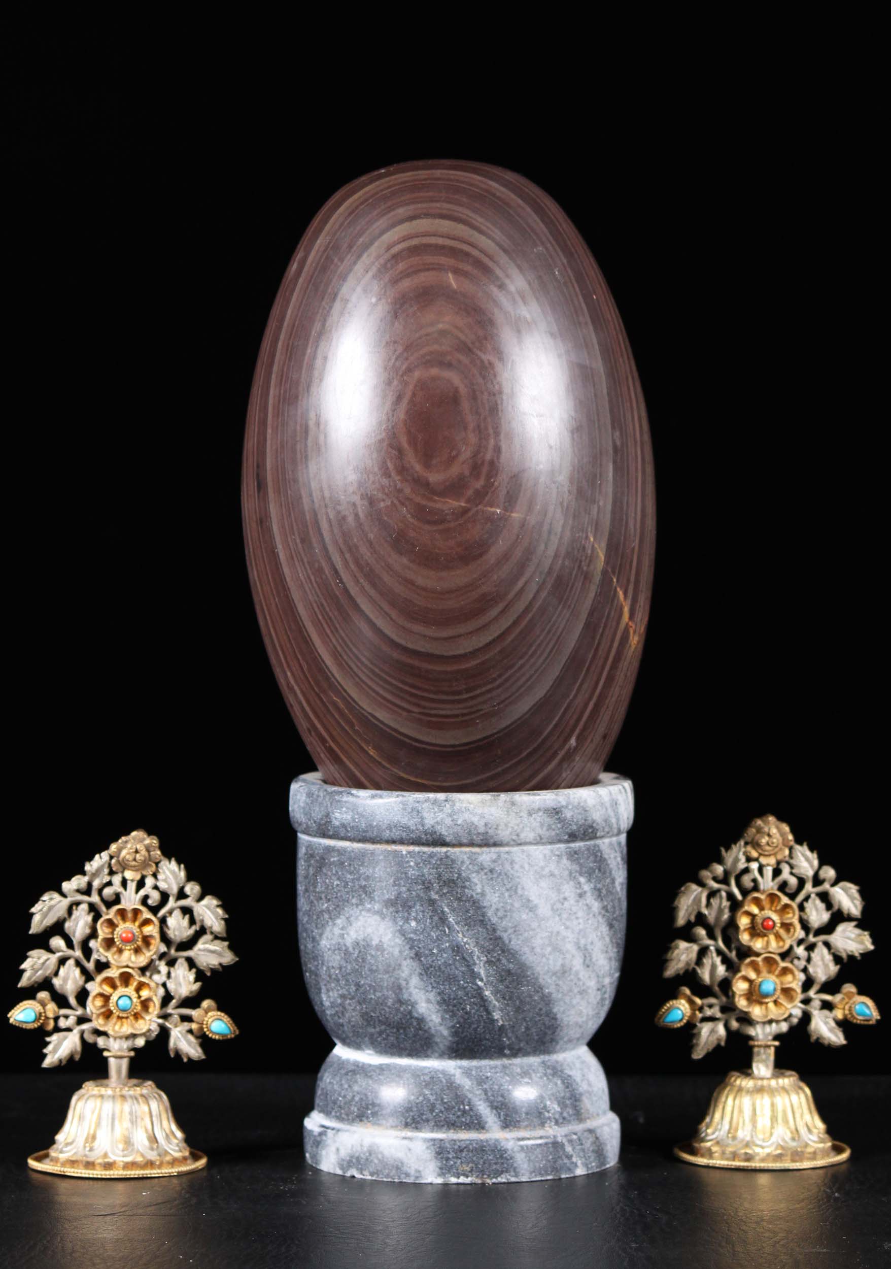 Natural Narmada Stone Shiva Lingam & Stand 15"