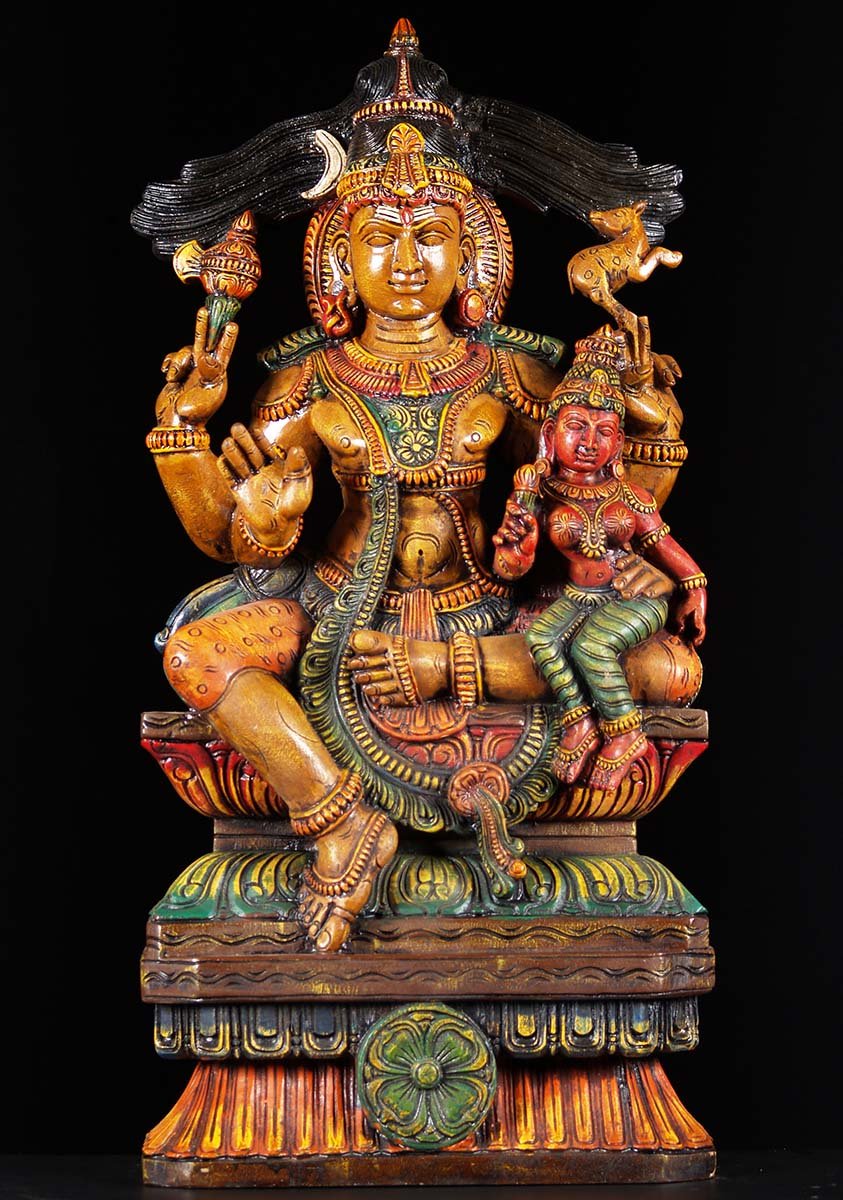 Wooden Sculpture of Shiva & Parvati 30"