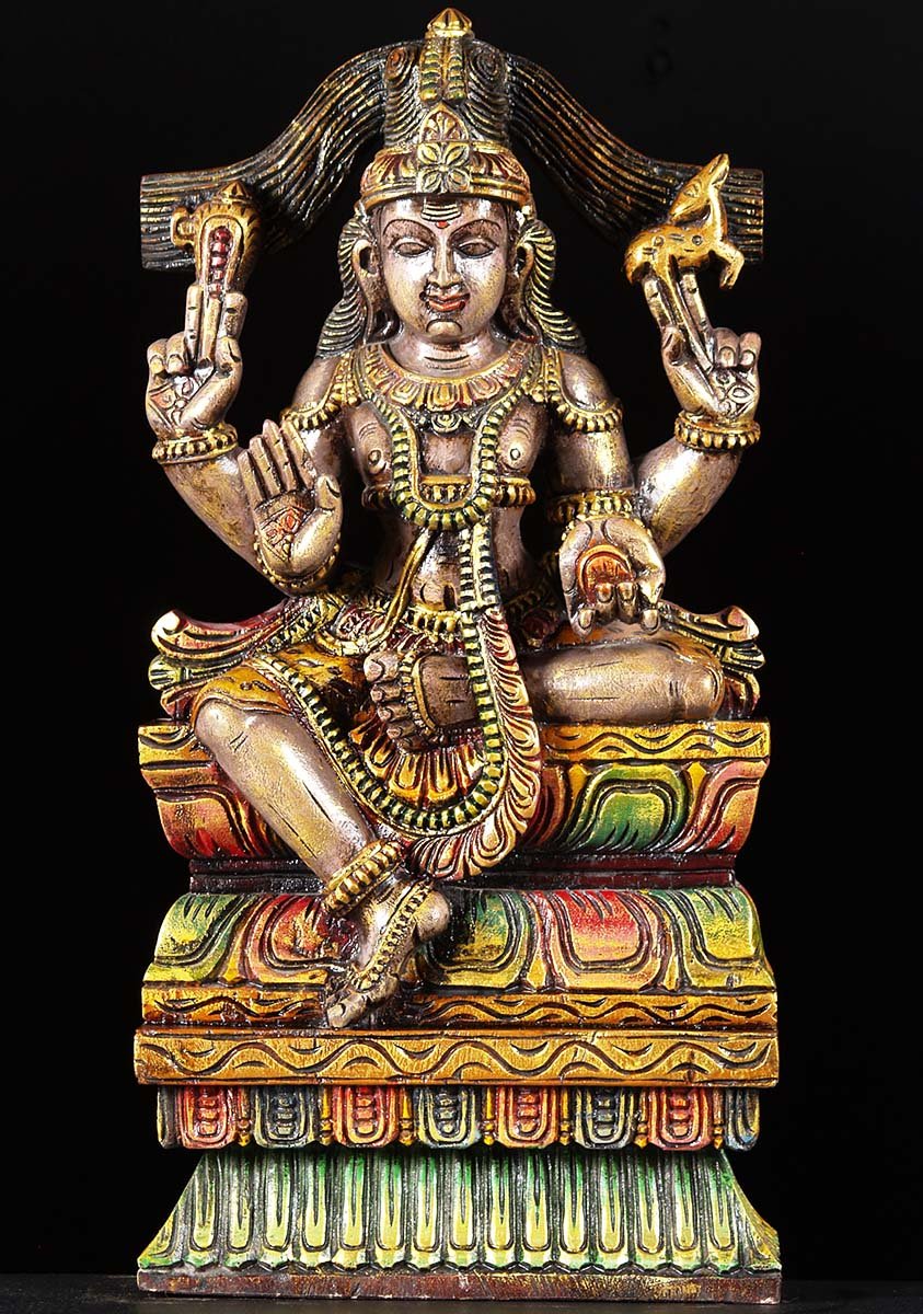 Shiva Seated Wooden Statue 24"