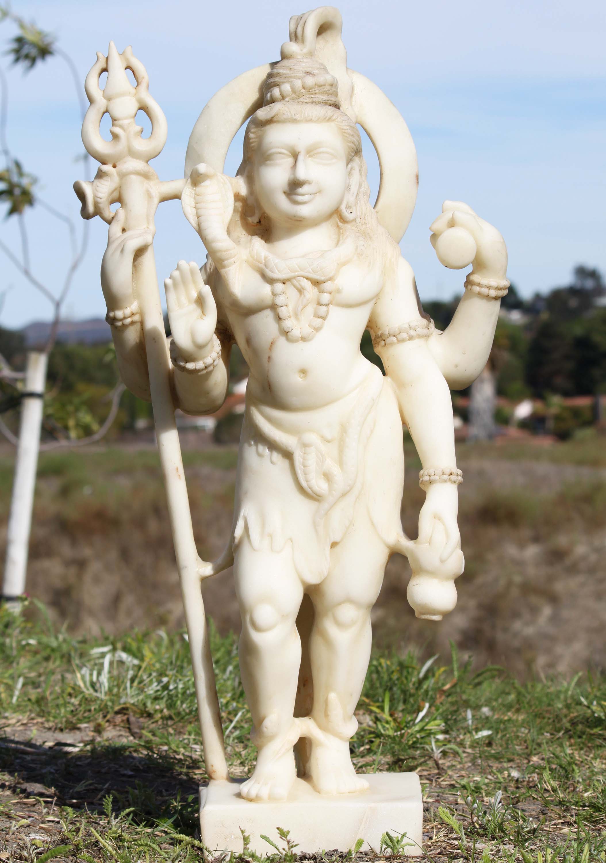 White Marble Standing Shiva Statue 30"