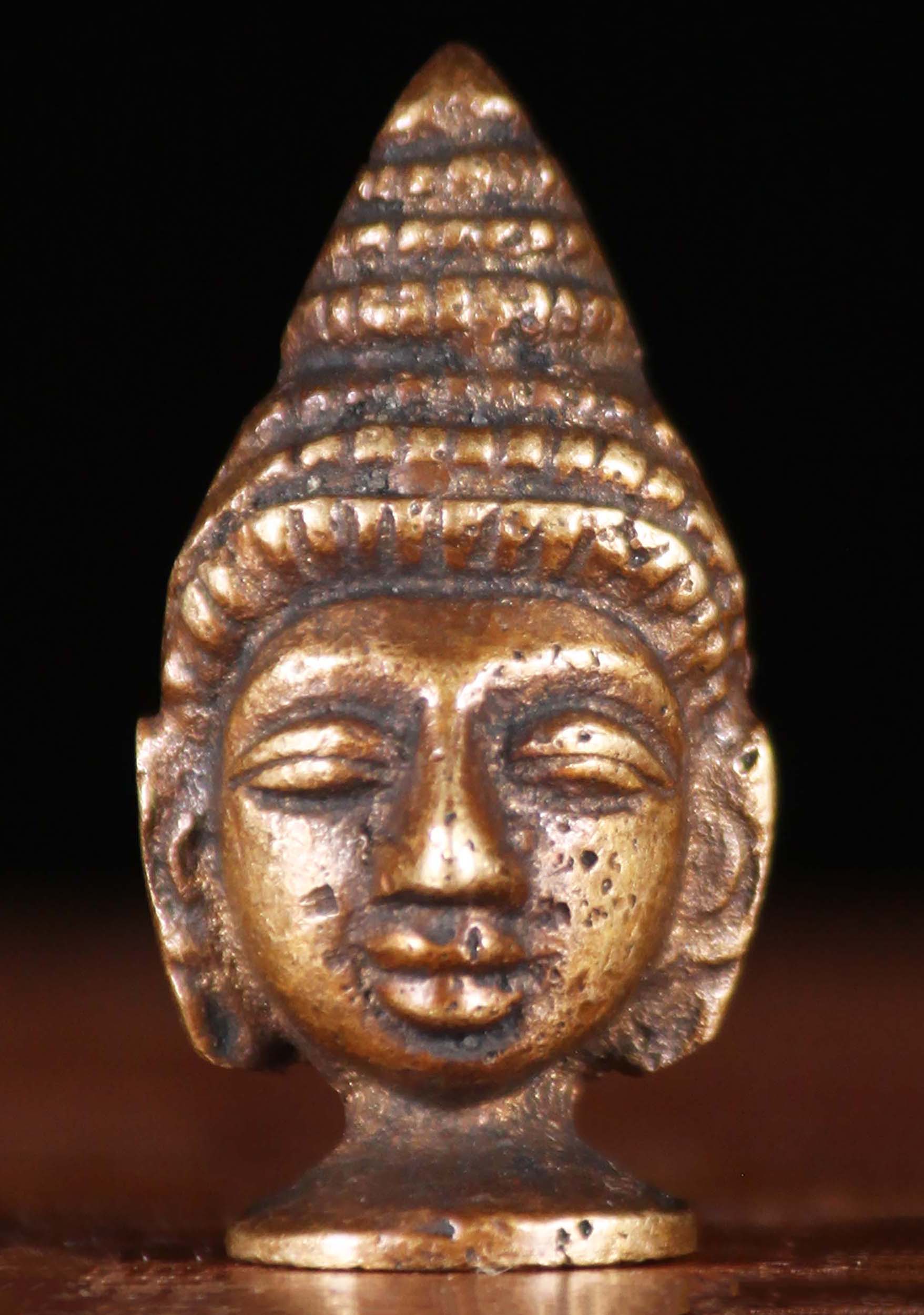 Small Brass Buddha Head Statue Perfect Inexpensive Gift for a Buddhist Practioner 1"