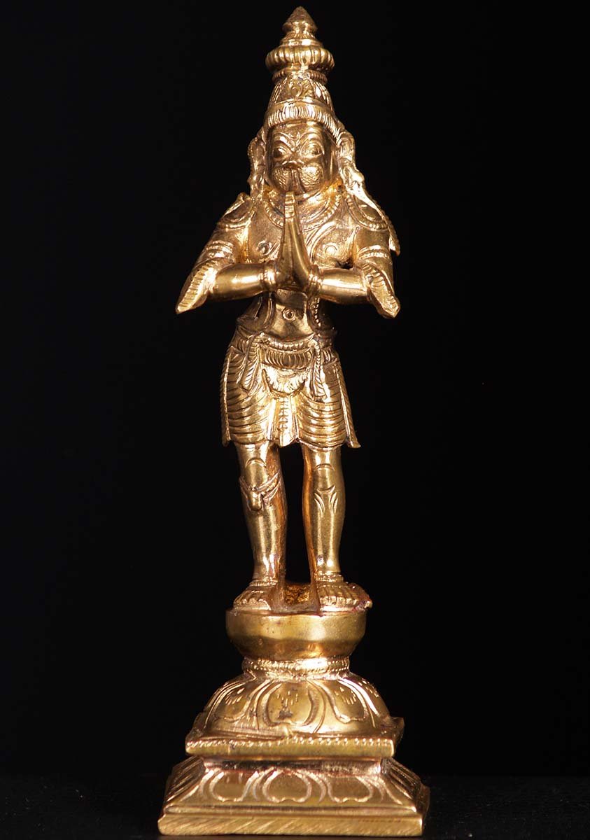 Small Polished Bronze Golden Hanuman 7"