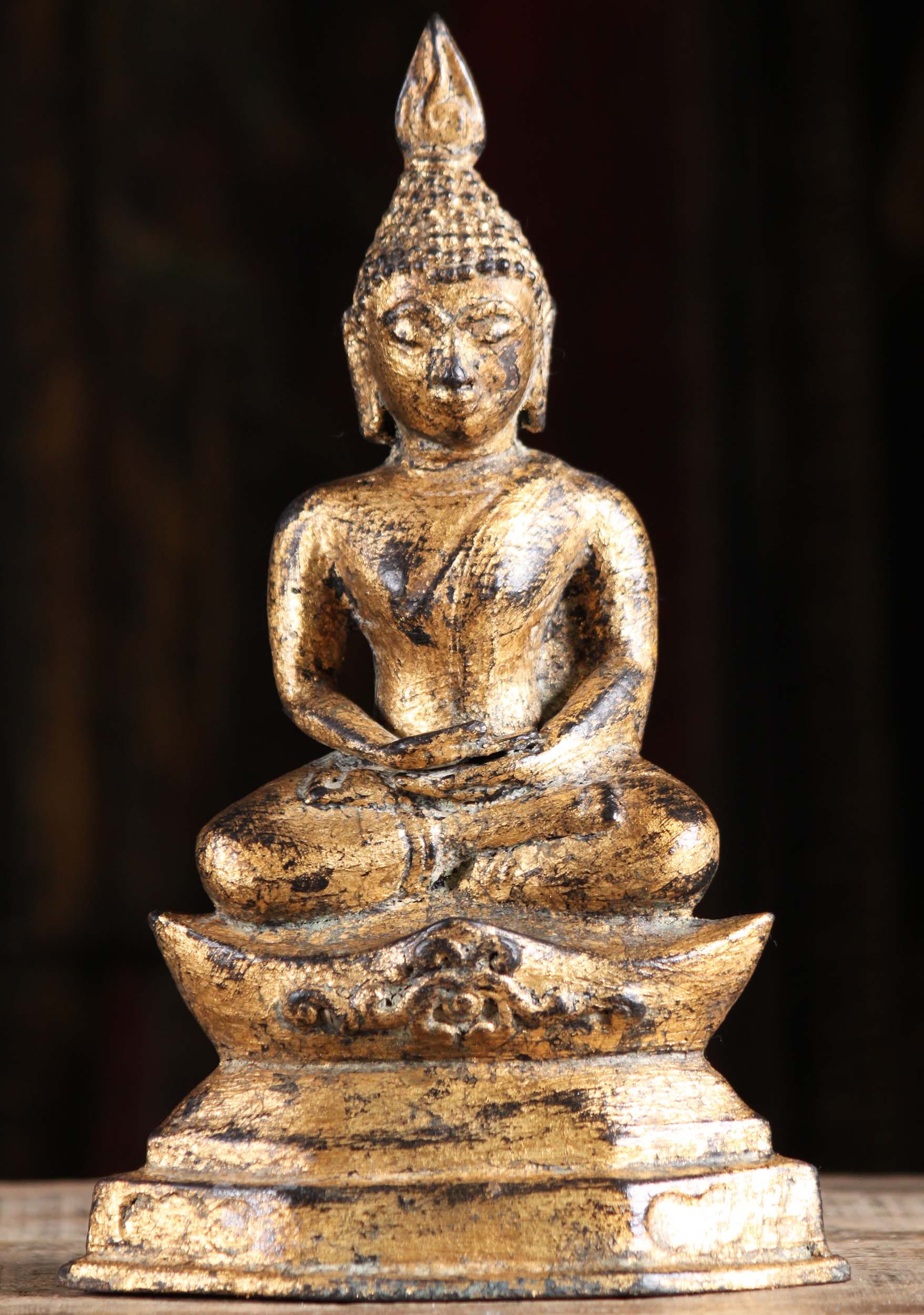 Gold Leaf Meditating Thai Buddha Statue 11"