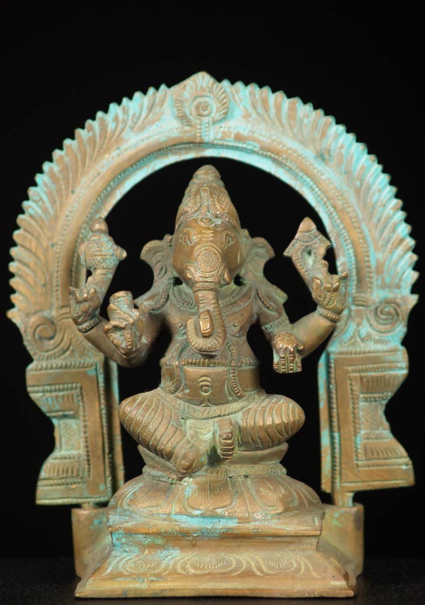 Bronze Ganesha Statue with Arch 6"