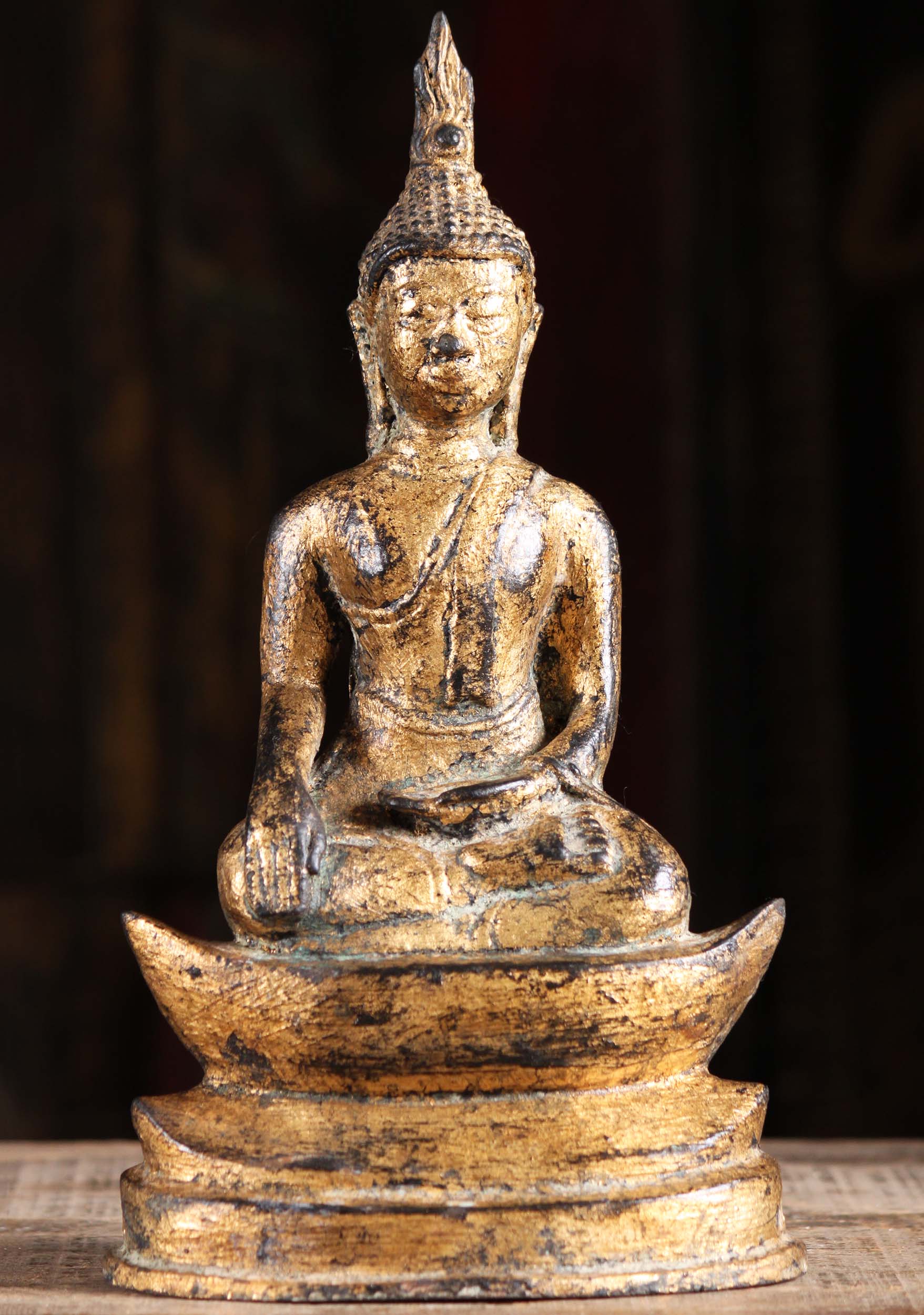 Small Gold Leaf Thai Buddha Statue 12"