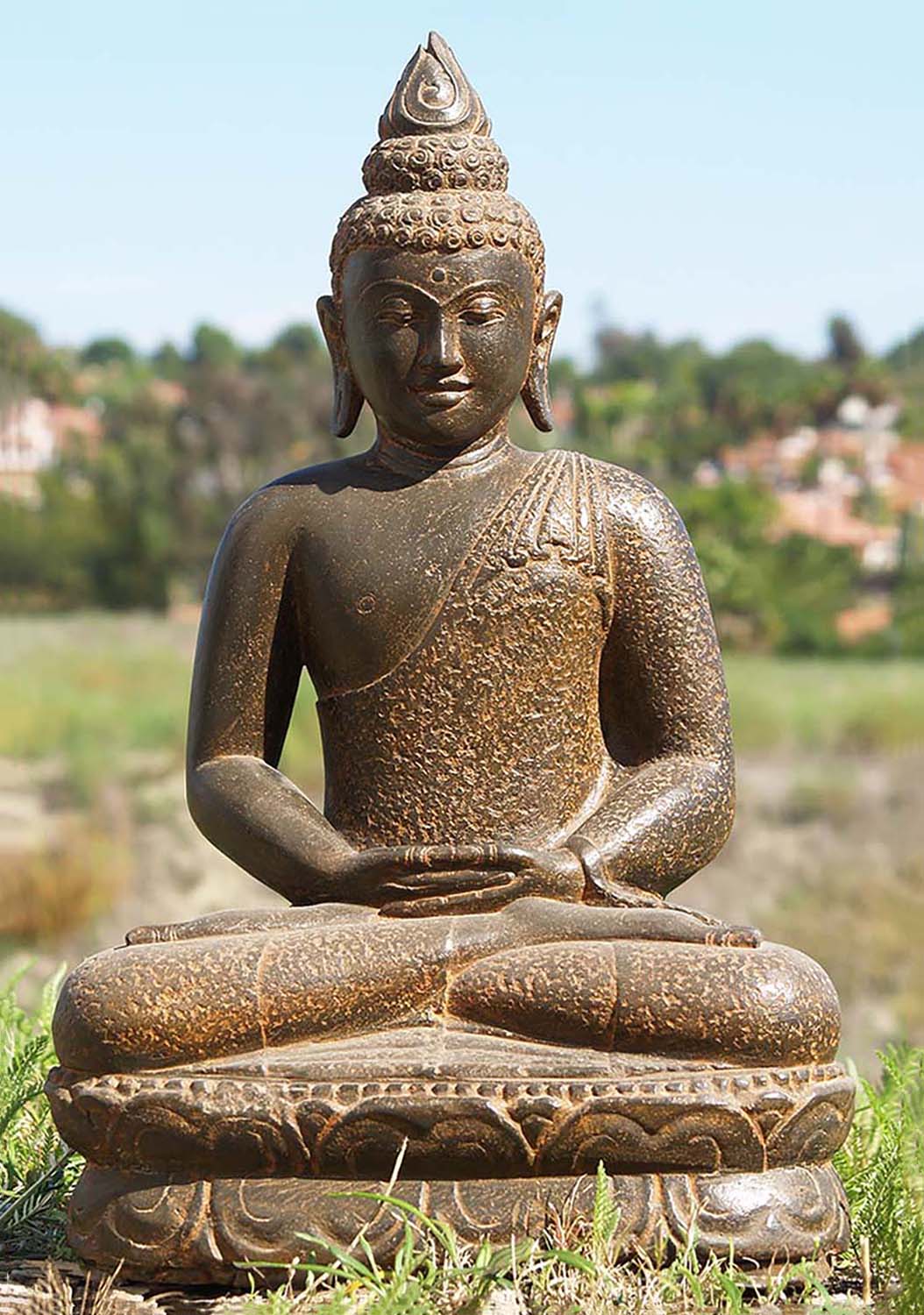 SOLD Stone Meditating Buddha Garden Statue 25