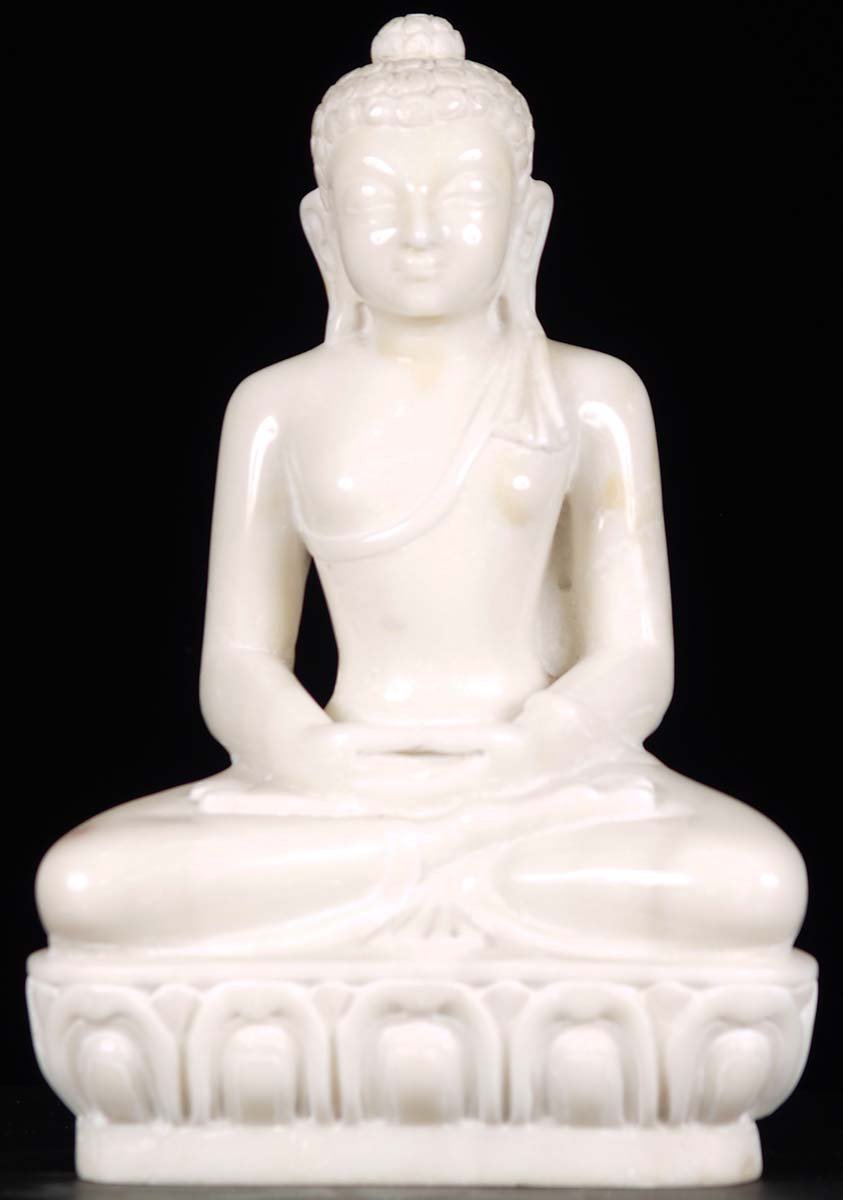 Marble Small Meditating Buddha Statue 12"