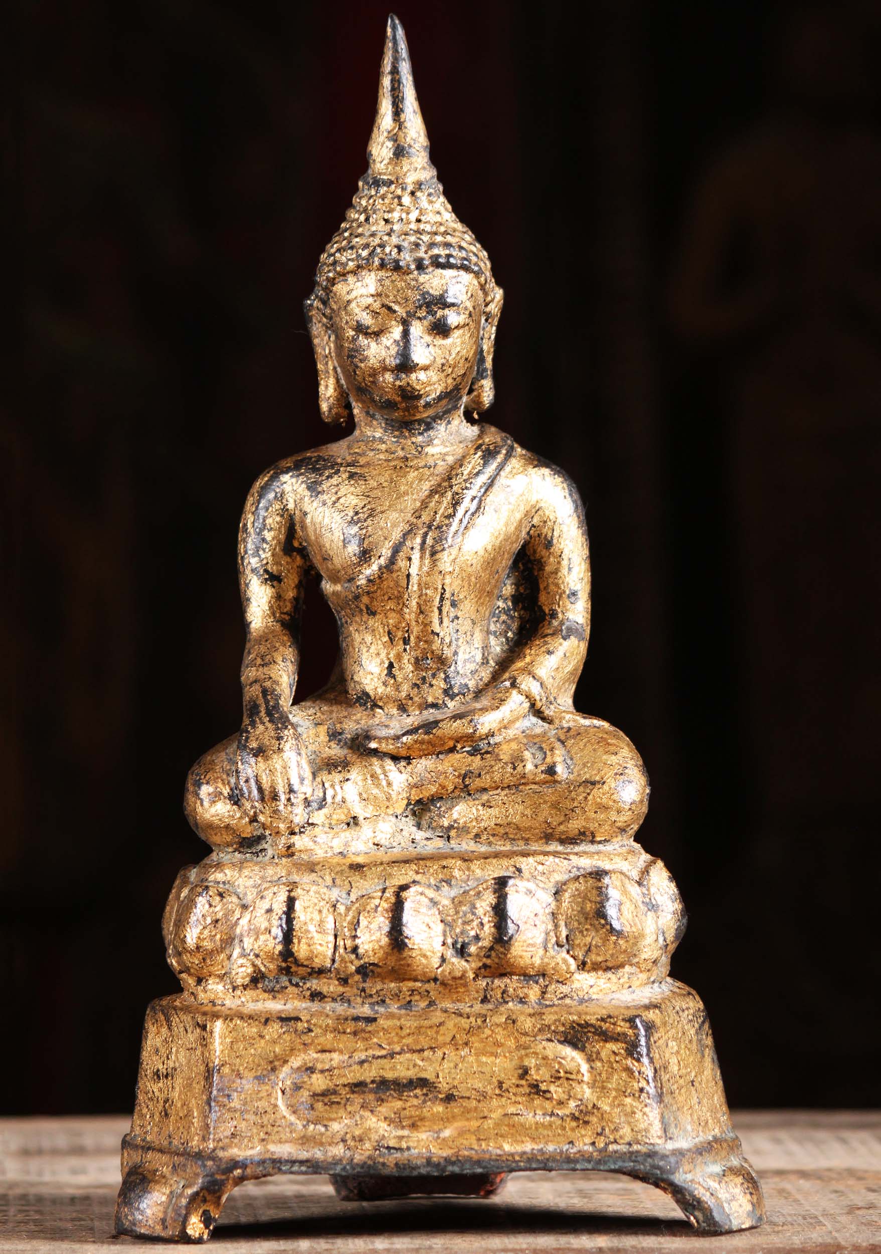 Small Gold Leaf Thai Buddha Statue 11"