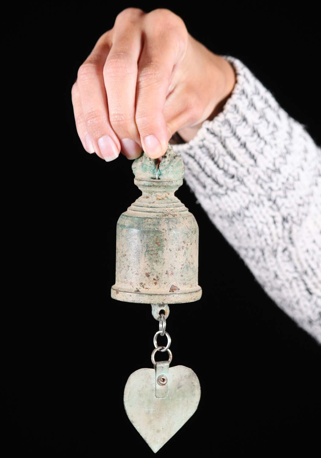 Small Thai Temple Bell with Bodhi Leaf 4"