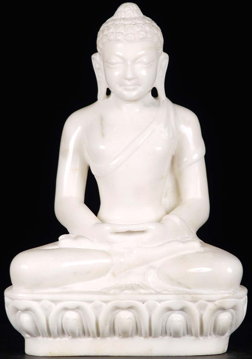 Small White Marble Buddha Statue 12"