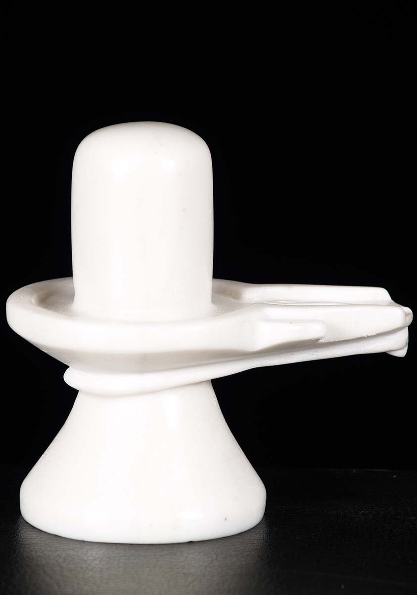 Small White Marble Shiva Lingam 6"