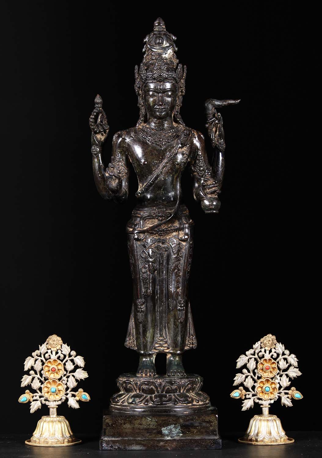 Standing Bali Brass Dhanvanatri Statue 19"