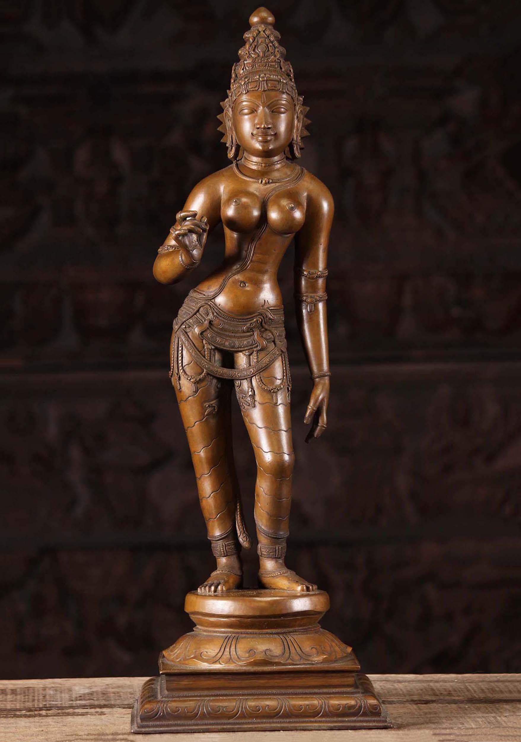 SOLD Bronze Standing Parvati Statue as Shivakami 24" (#118bc14): Hindu