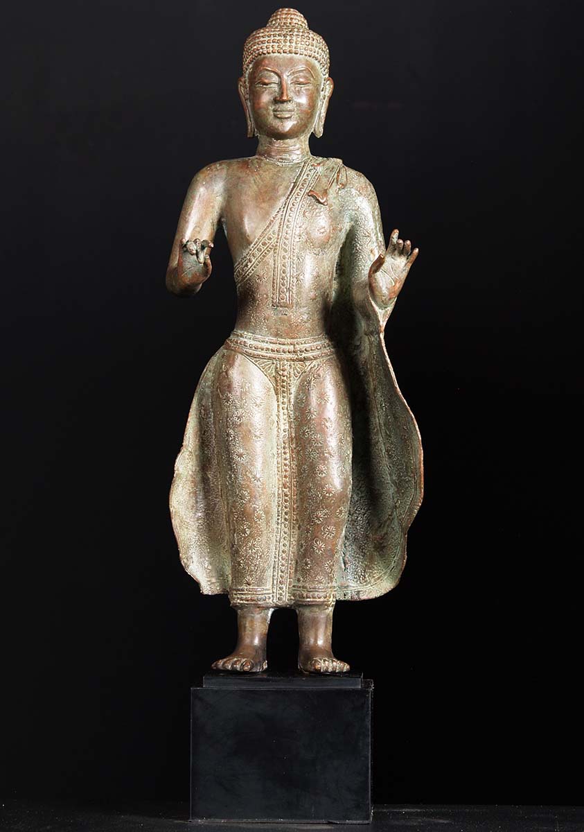 Brass Standing Buddha Statue 26"