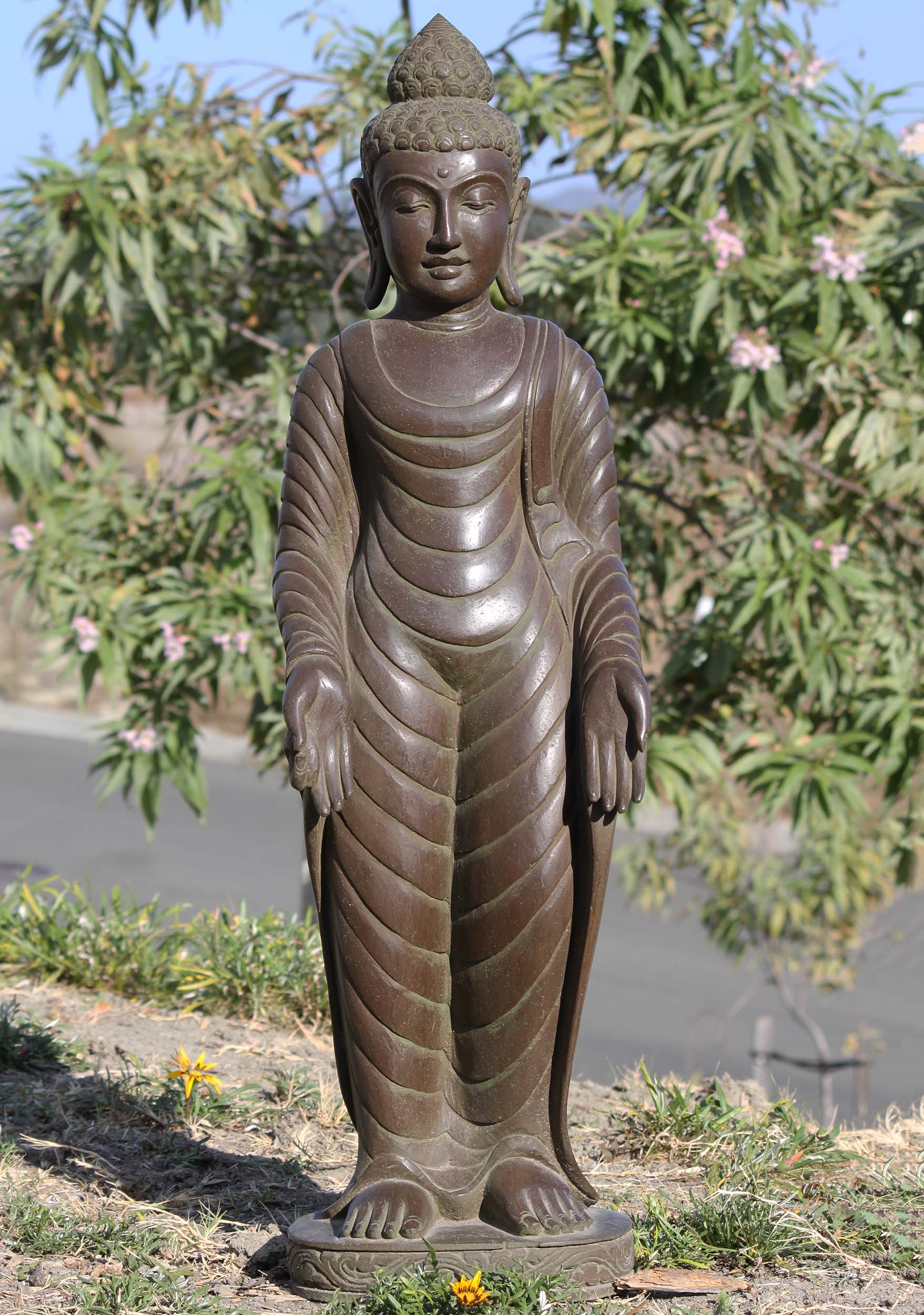 Stone Garden Buddha, Varada & Abhaya Mudra 39"