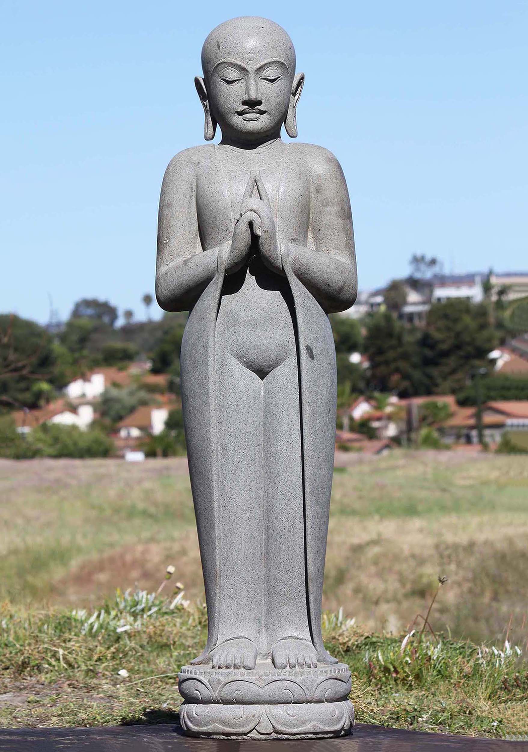 Standing Bald Garden Buddha Sculpture 48"