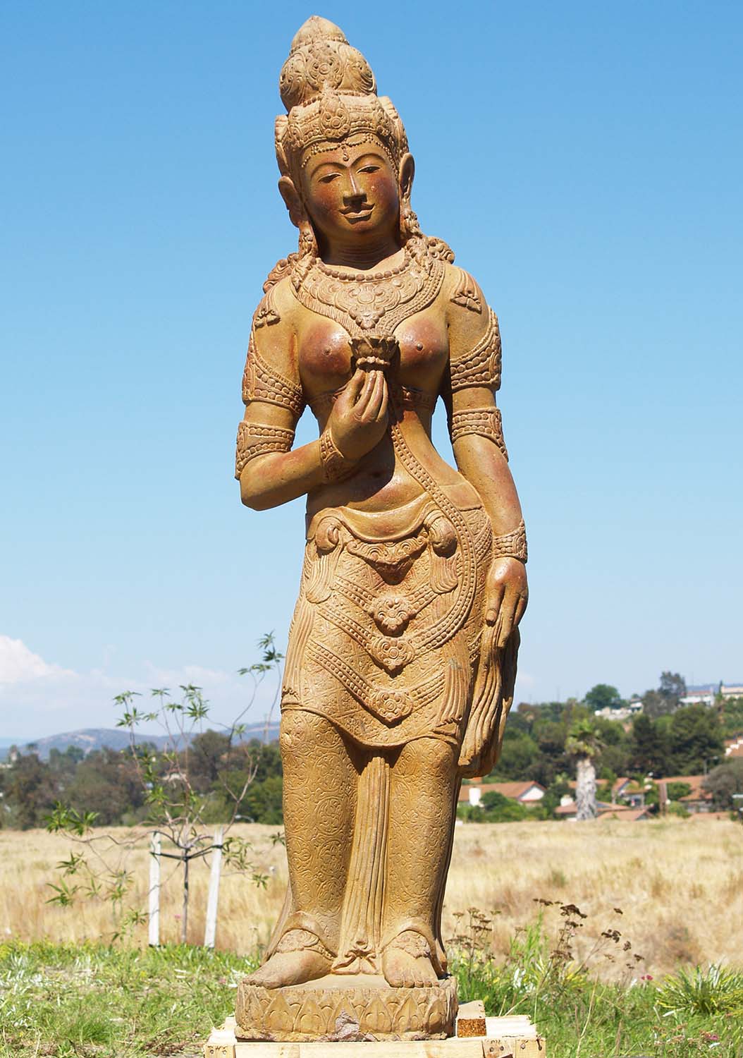 Standing Stone Devi Tara Statue 80"