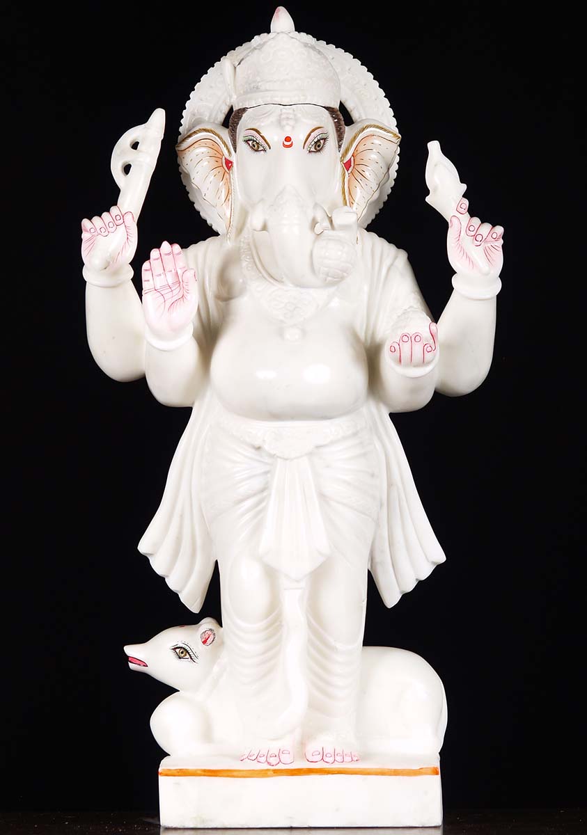 Standing White Marble Ganesh 29