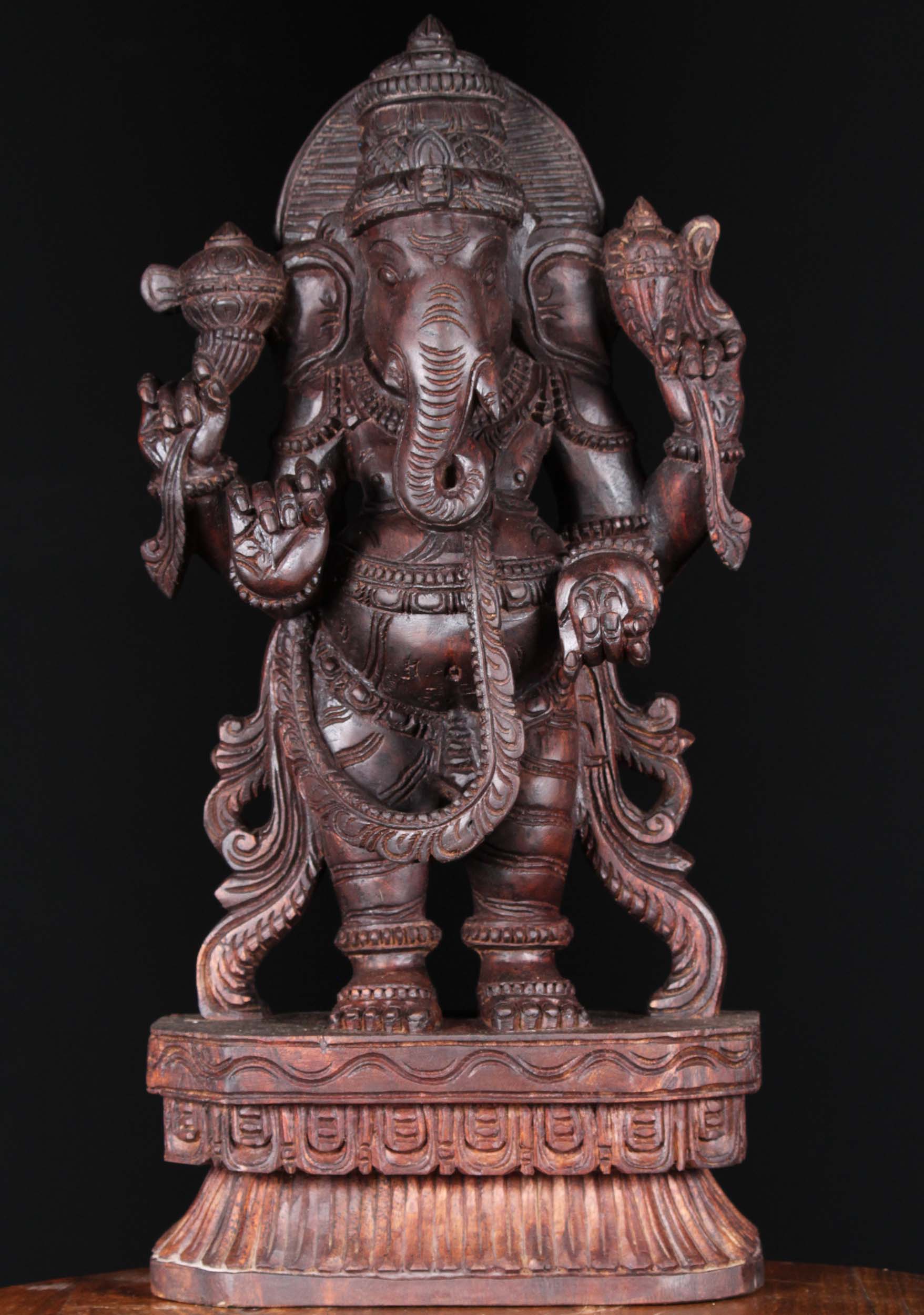 Wooden Standing Ganesh Statue 24"